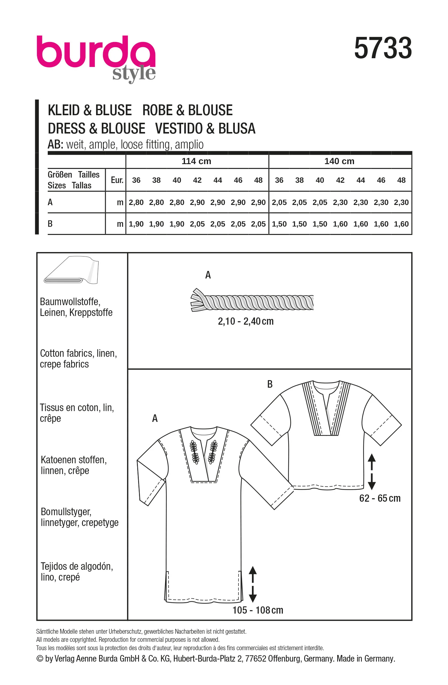 Patron Burda n°5733 : Robe & Blouse - Image 7