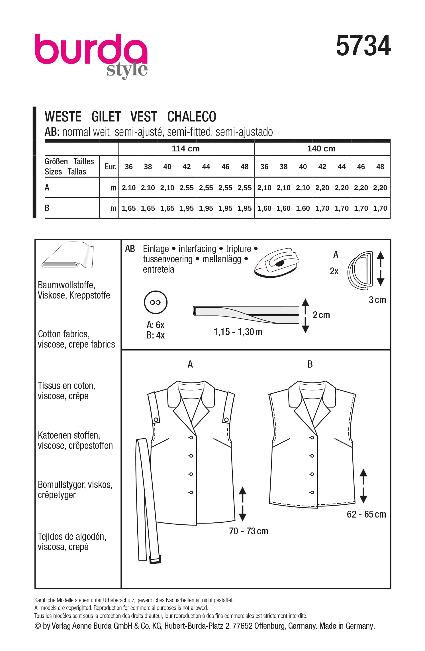 Patron Burda n°5734 : Gilet - Image 7