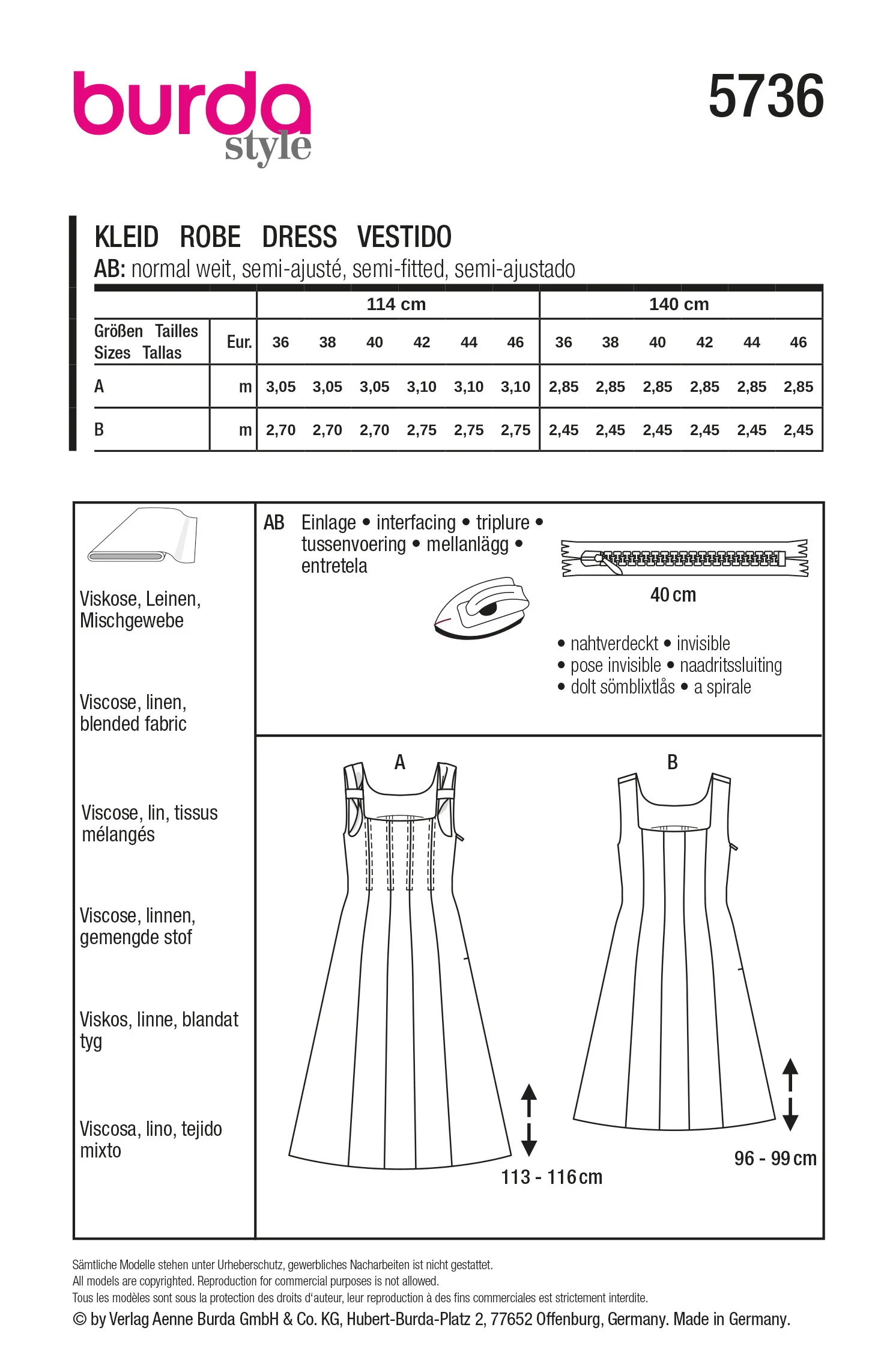 Patron Burda n°5736 : Robe - Image 7