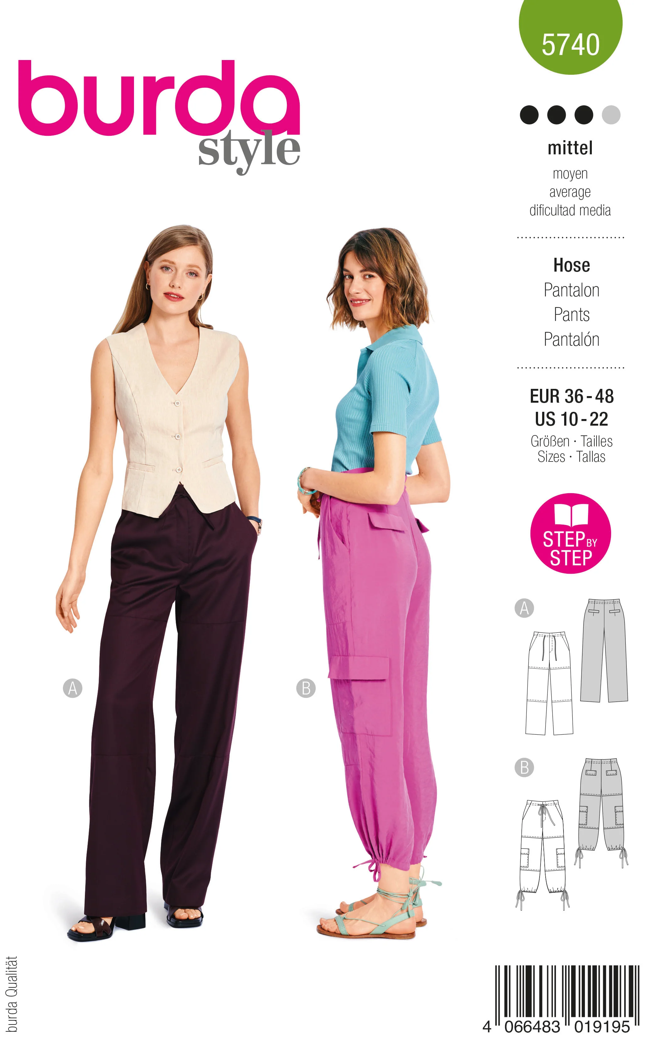 Patron Burda n°5740 : Pantalon