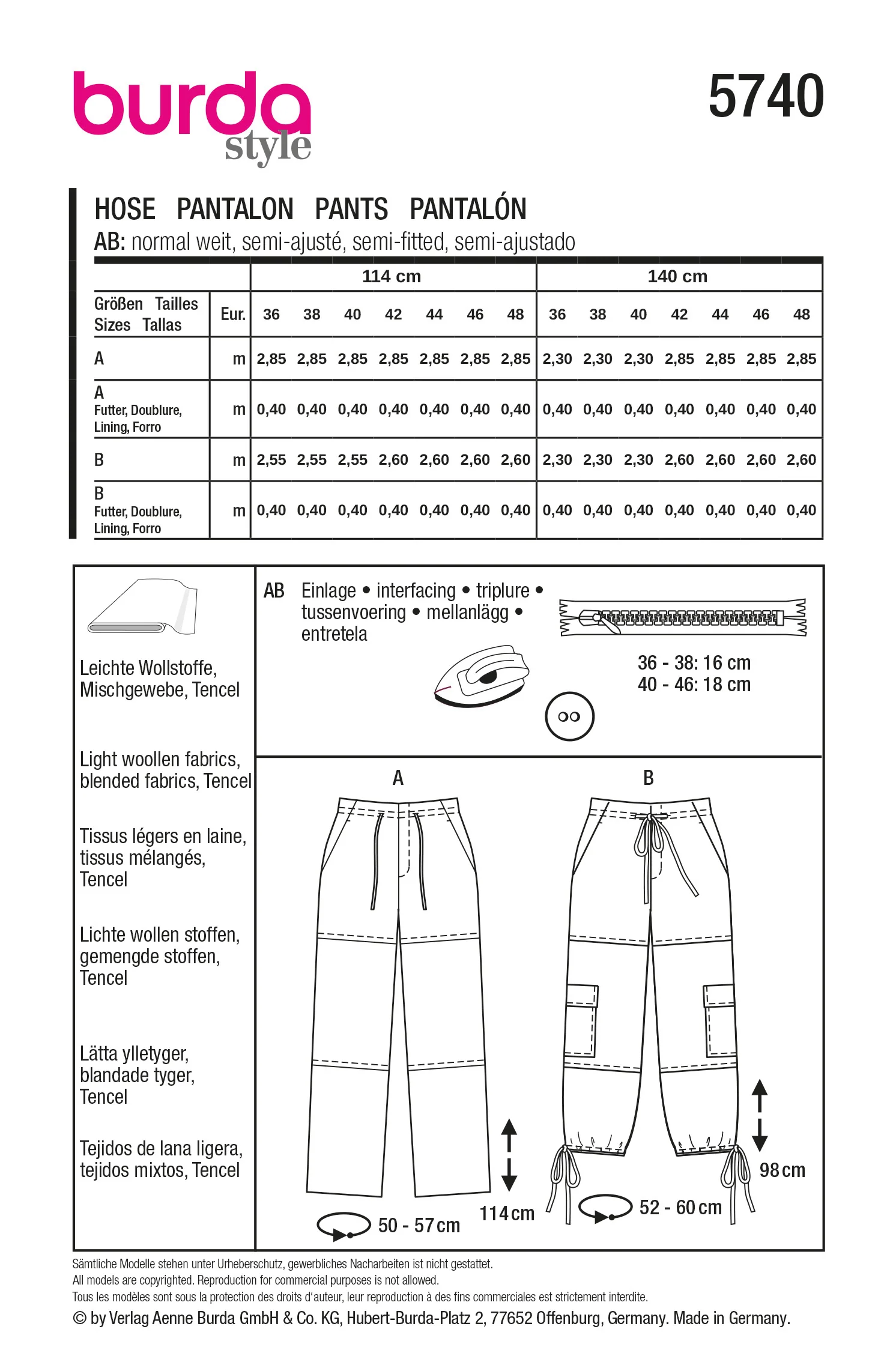 Patron Burda n°5740 : Pantalon - Image 7