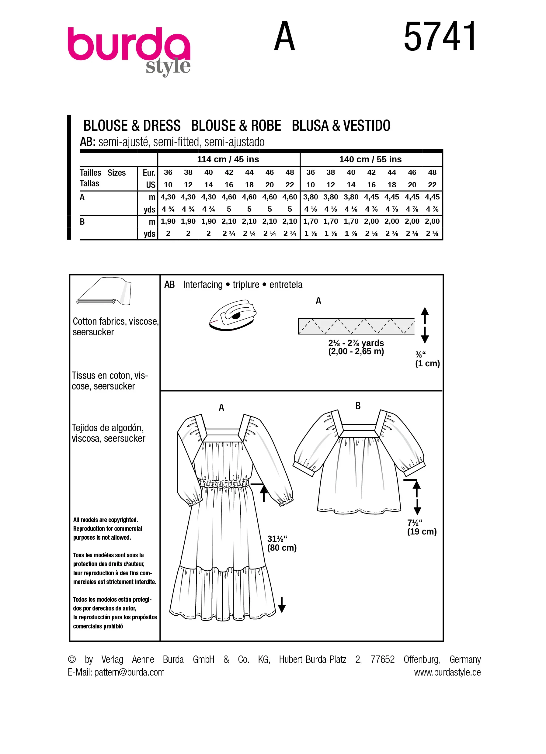 Patron Burda n°5741 : Robe & Blouse - Image 7