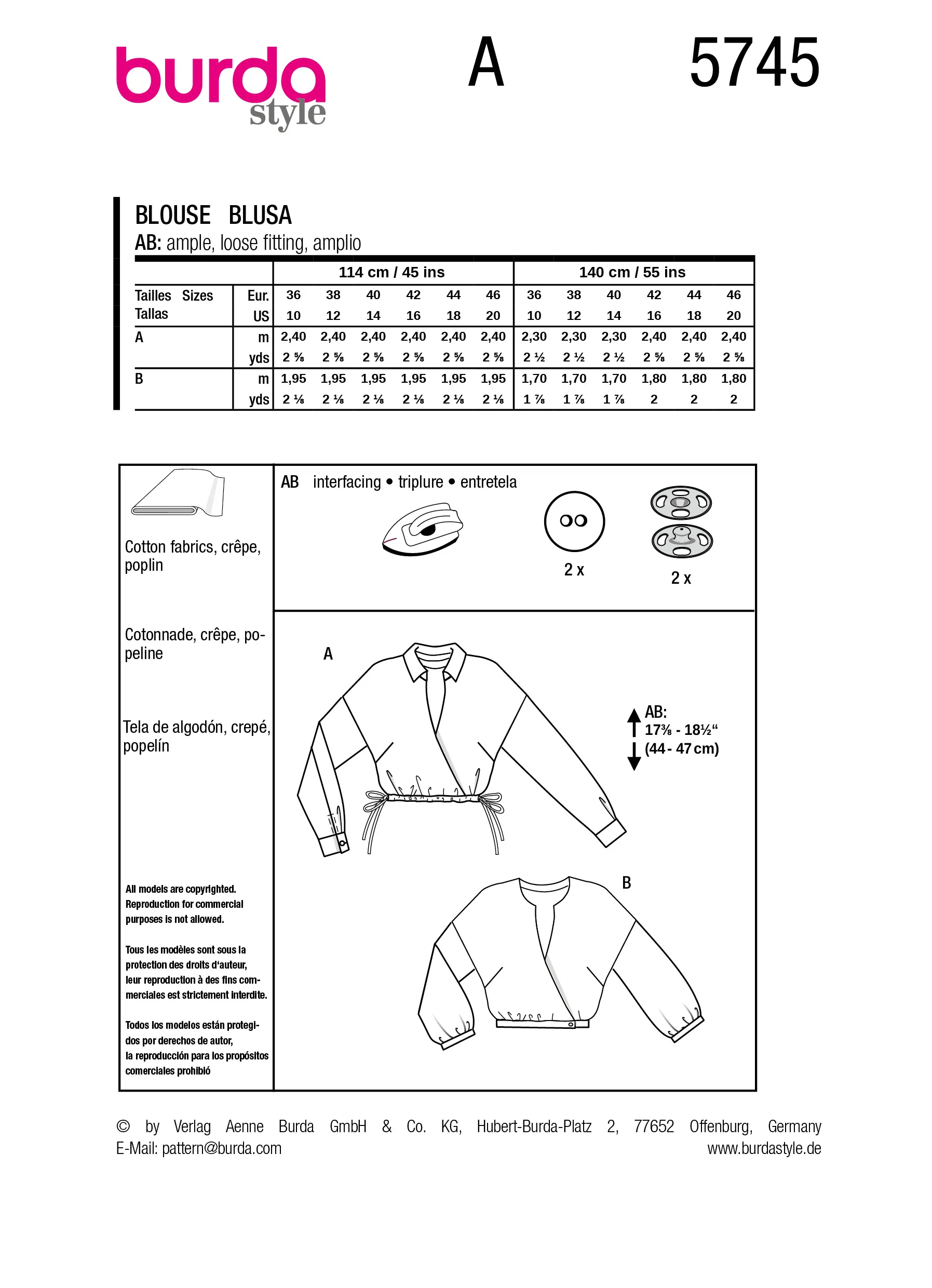 Patron Burda n°5745 : Blouse - Image 7