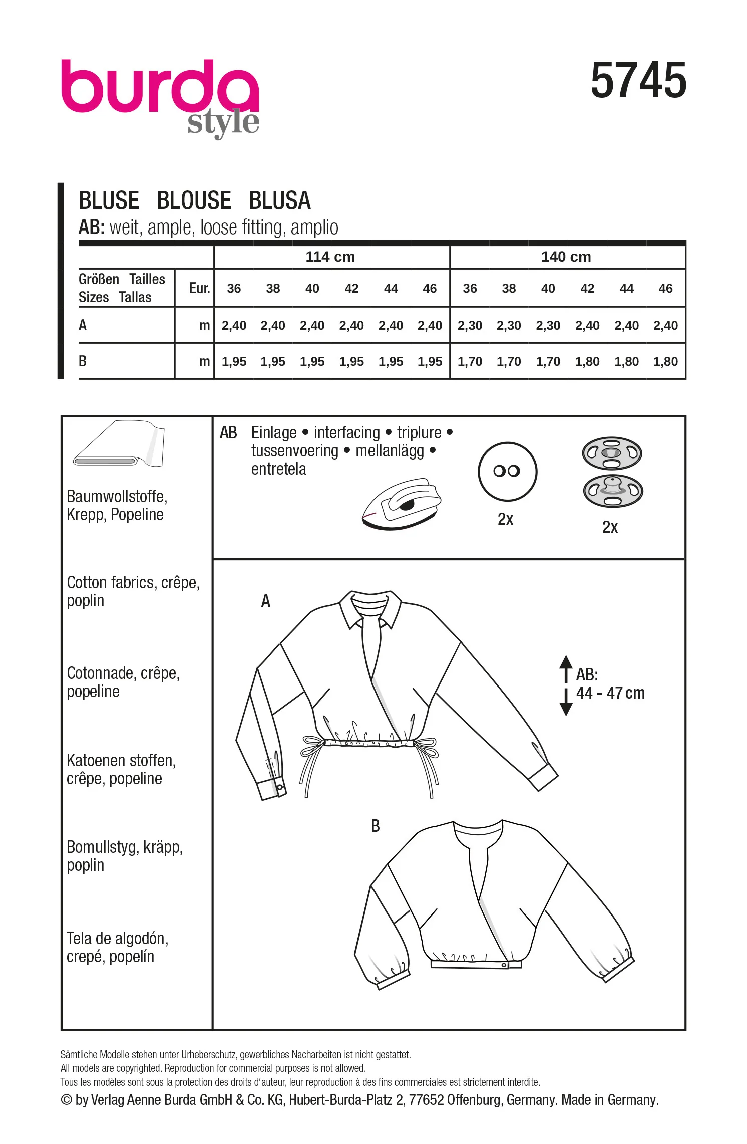 Patron Burda n°5745 : Blouse - Image 8