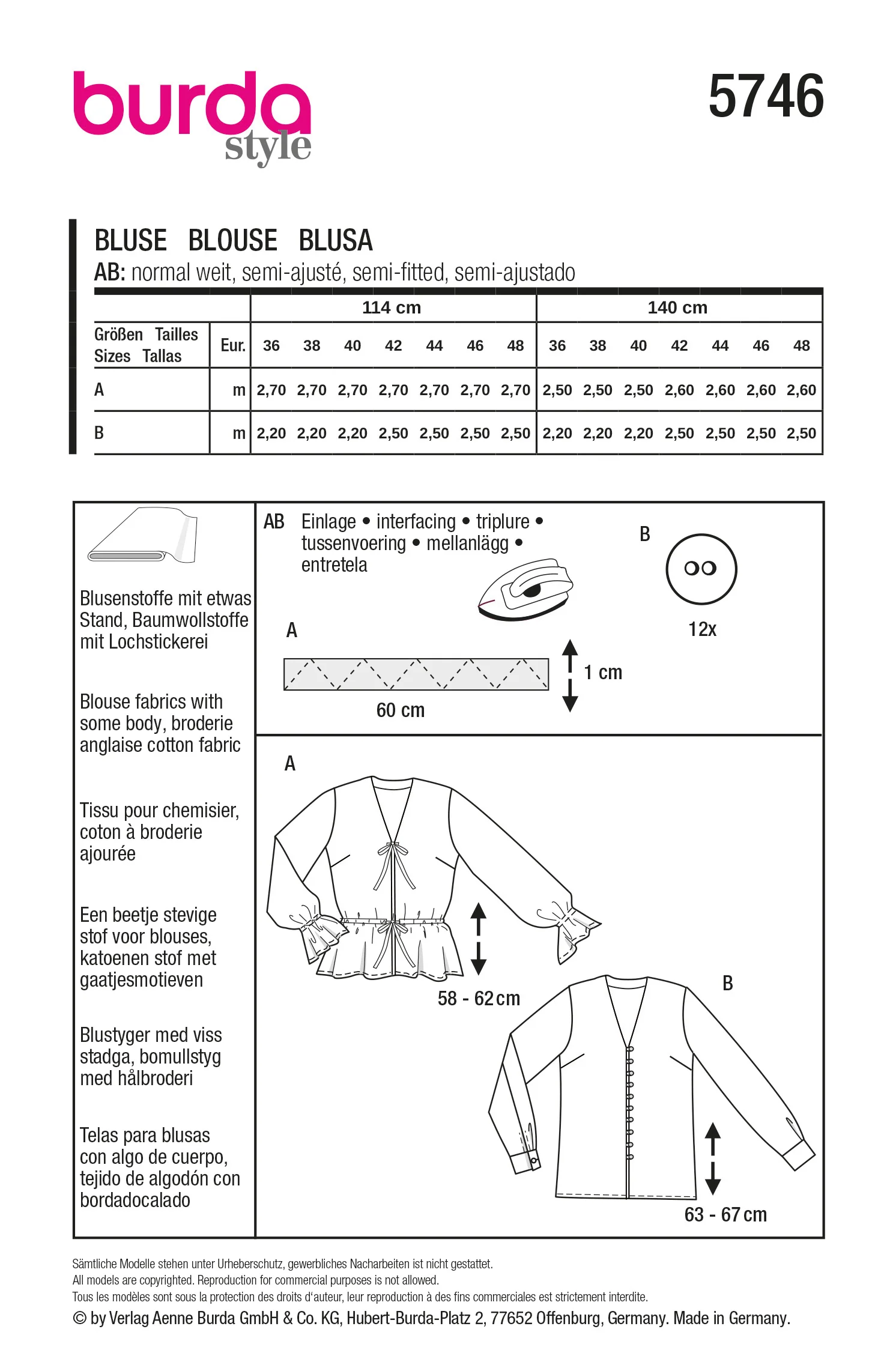 Patron Burda n°5746 : Blouse - Image 7