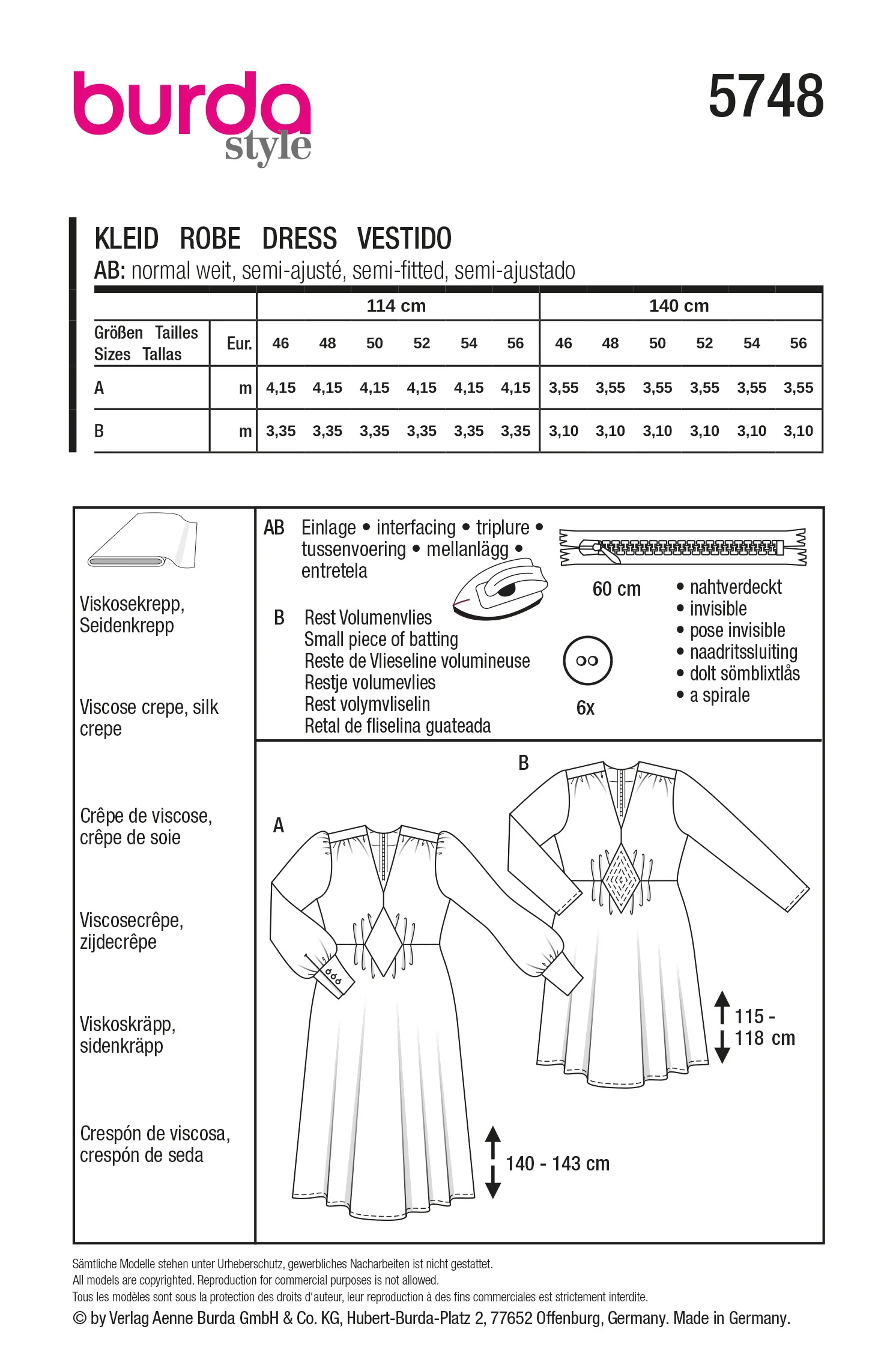Patron Burda n°5748 : Robe - Image 7