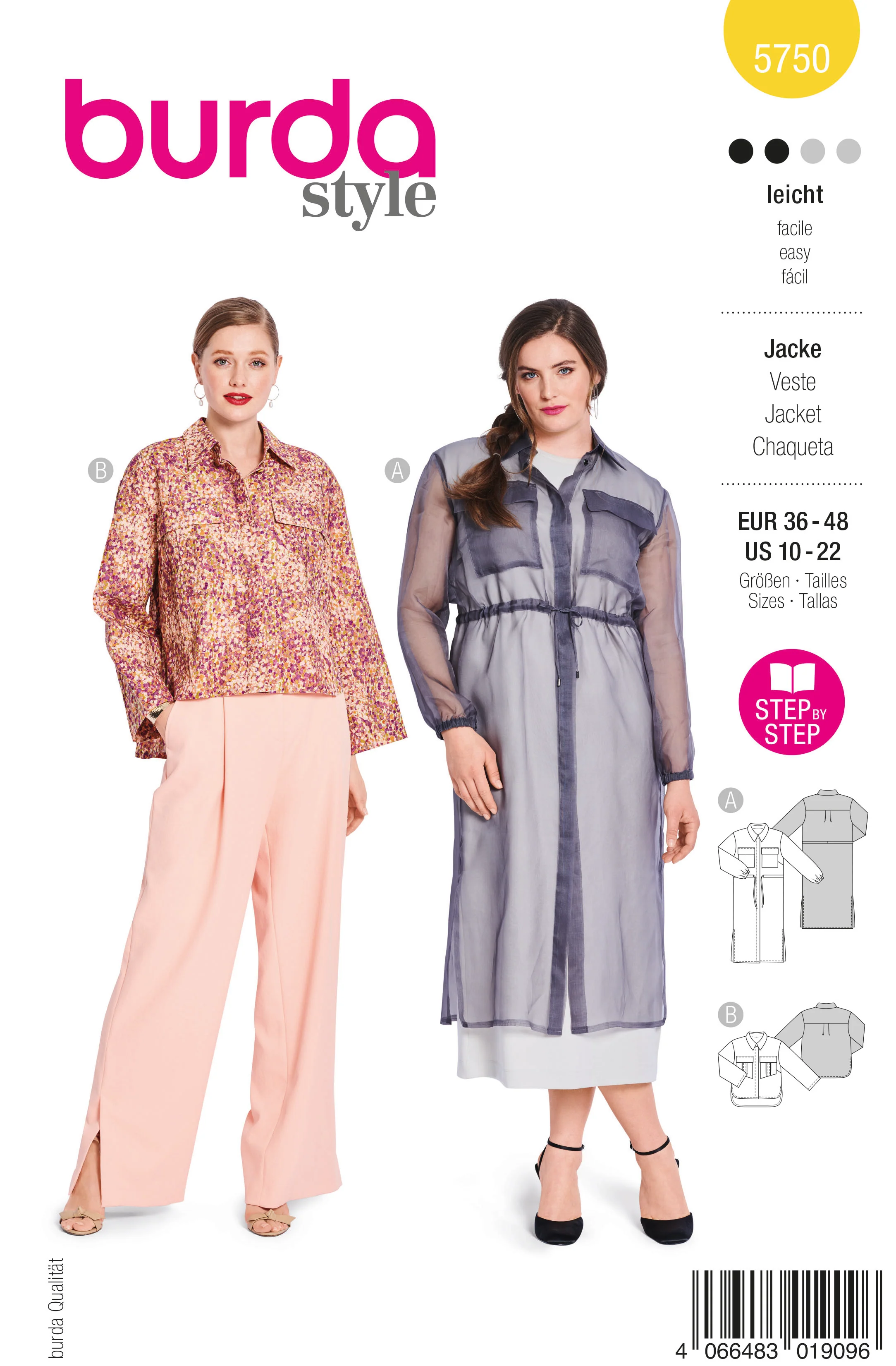 Patron Burda n°5750 : Veste