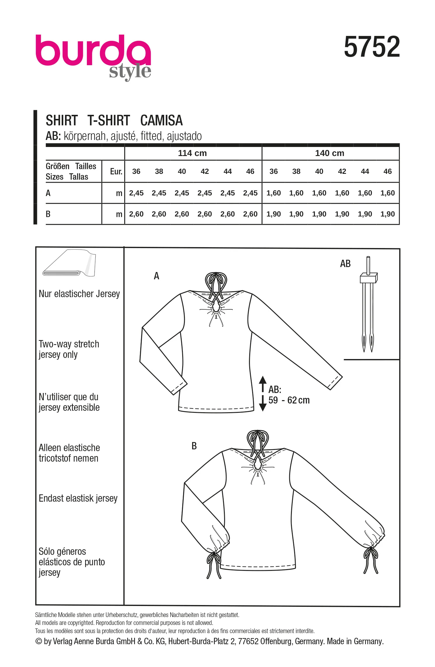 Patron Burda n°5752 : T-shirt - Image 7