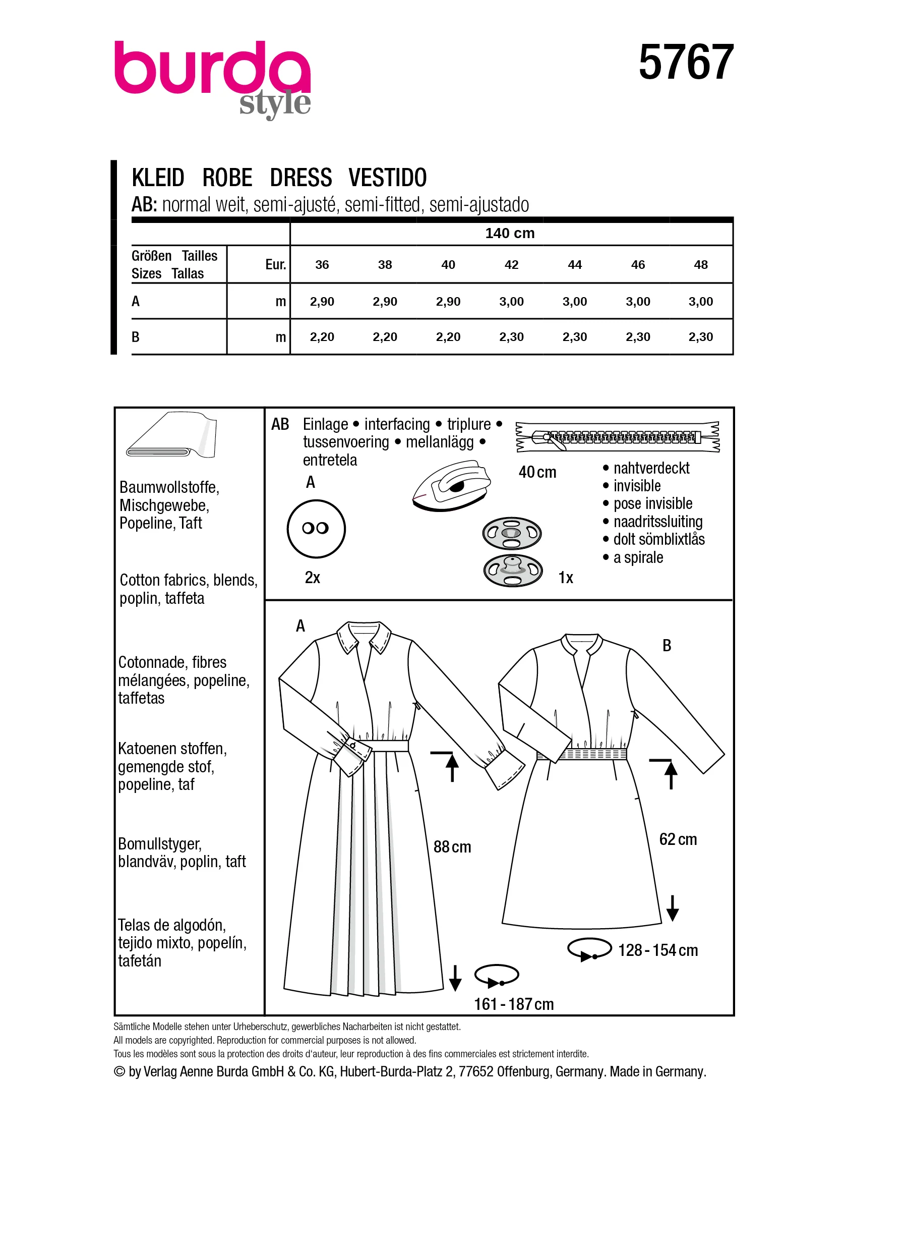 Patron Burda n°5767 : Robe - Image 8