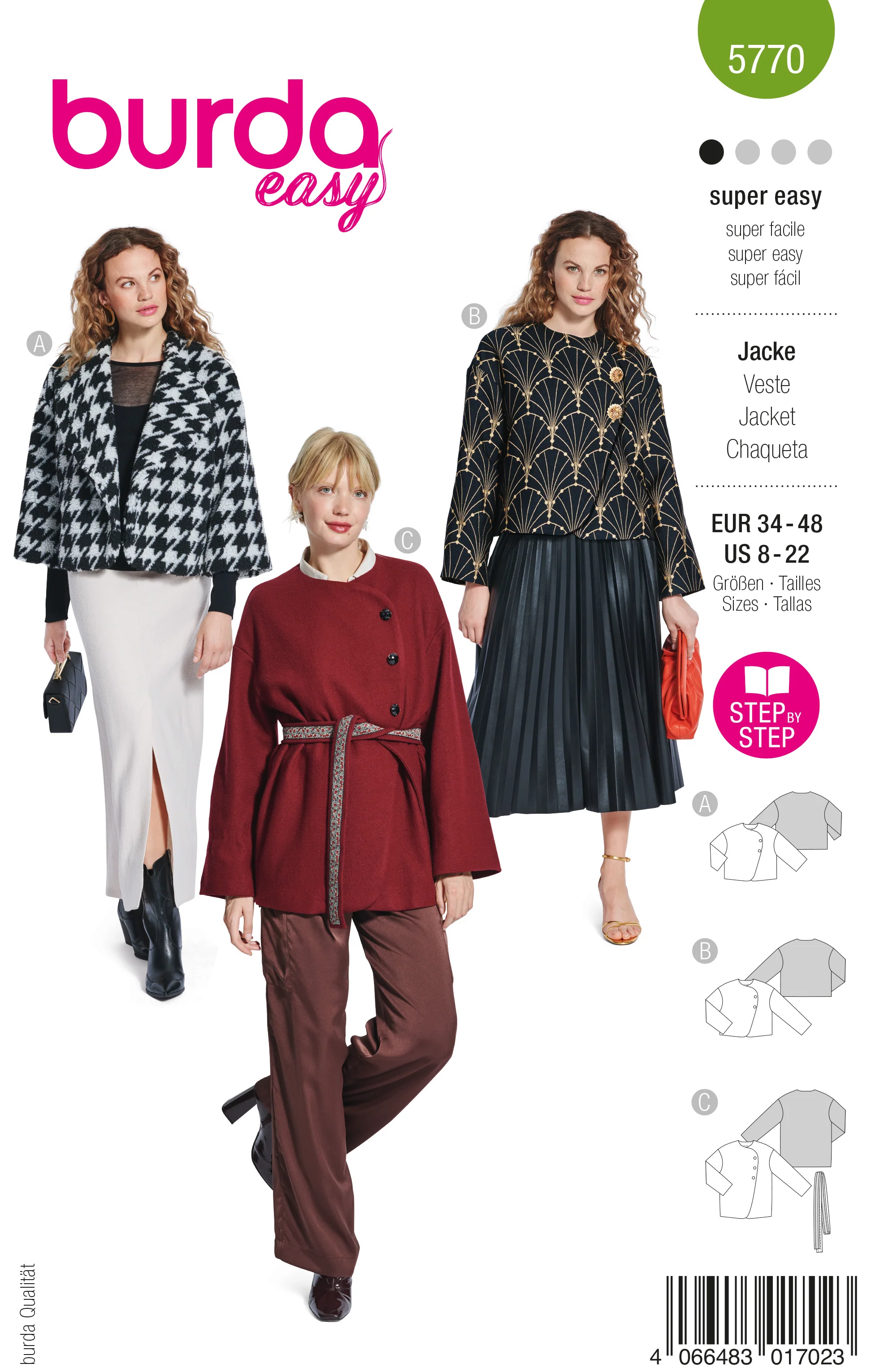 Patron Burda n°5770 : Veste