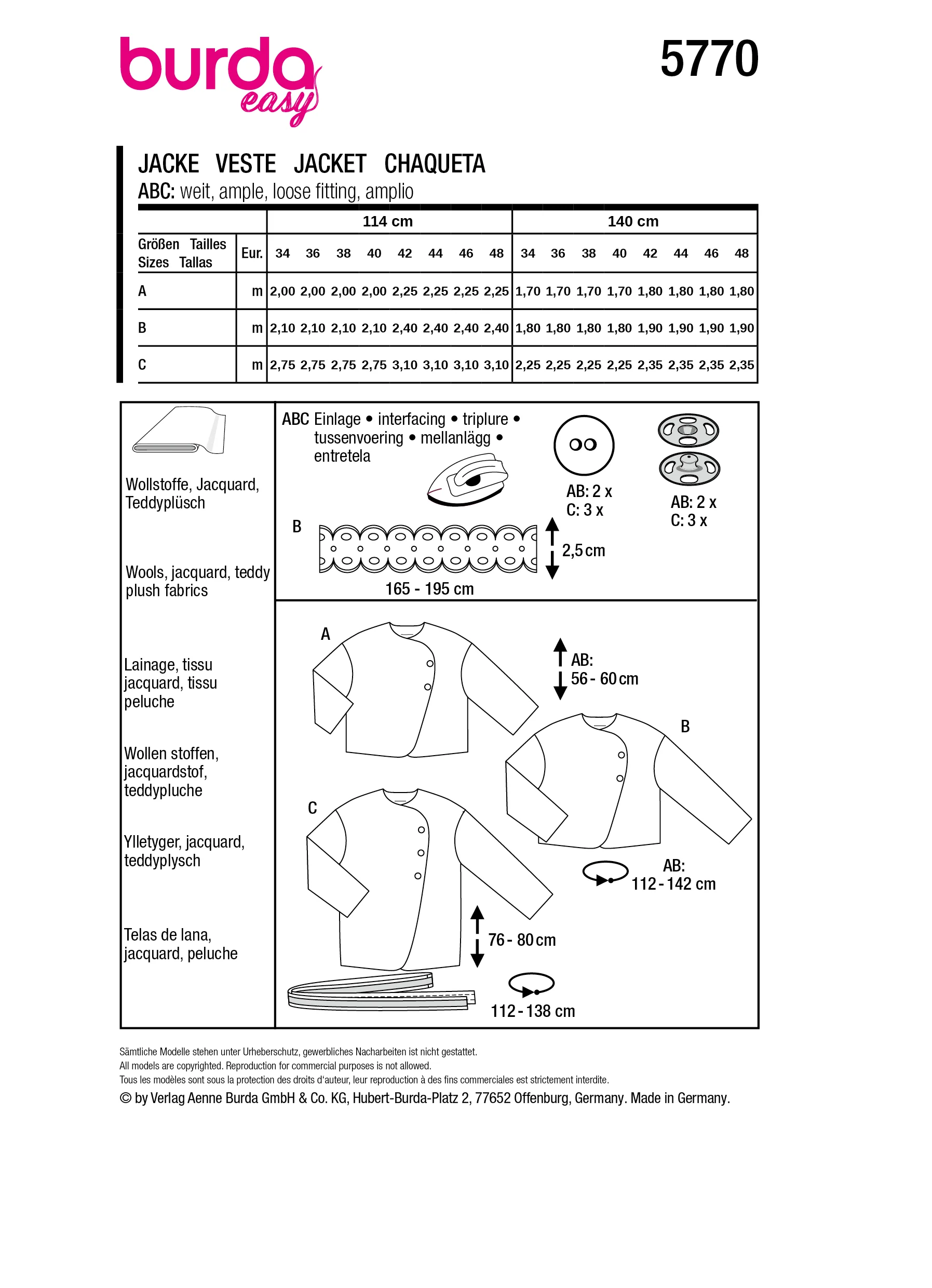 Patron Burda n°5770 : Veste - Image 12