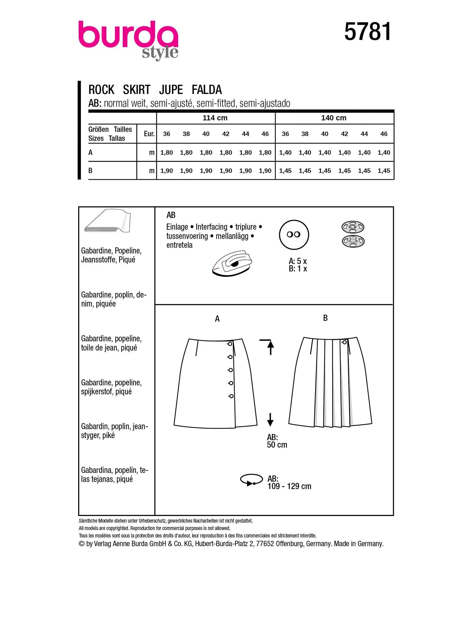 Patron Burda n°5781 : Jupe - Image 7