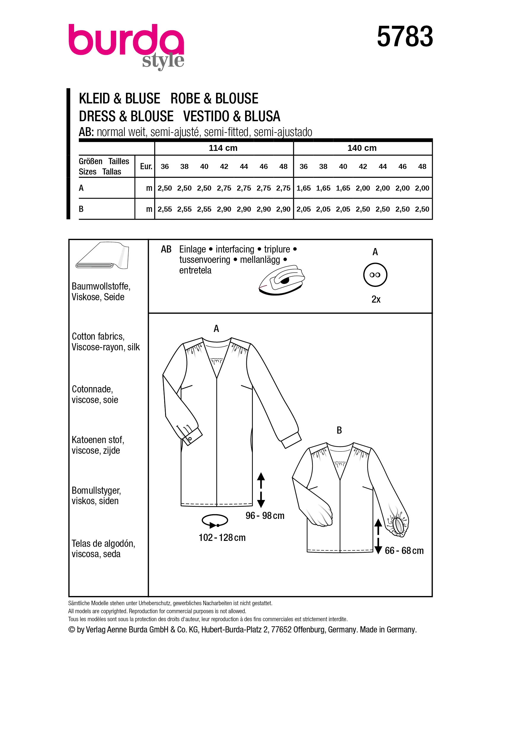 Patron Burda n°5783 : Robe & Blouse - Image 9