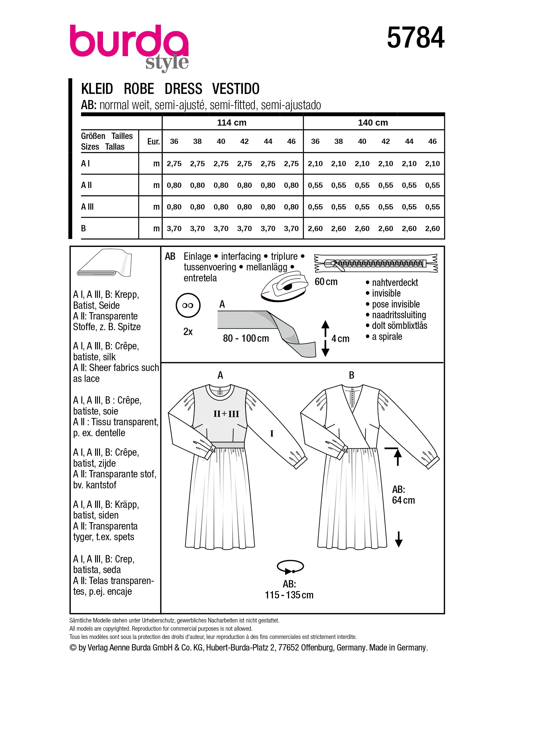 Patron Burda n°5784 : Robe - Image 9