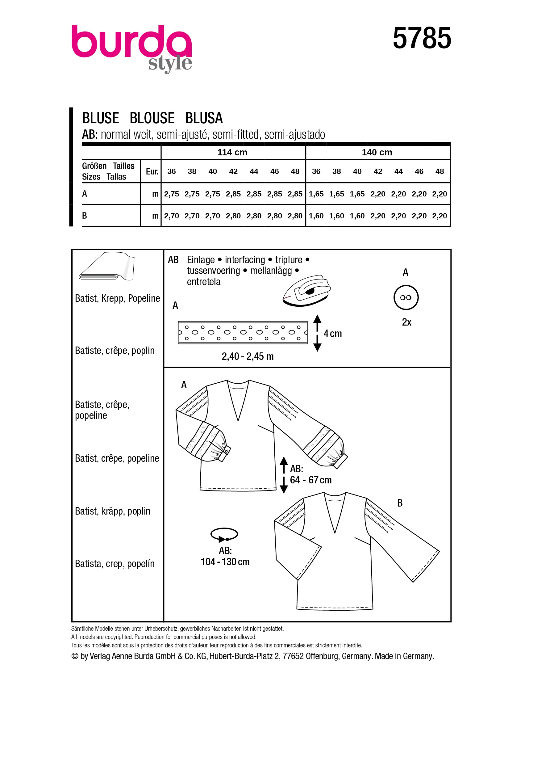 Patron Burda n°5785 : Blouse - Image 9