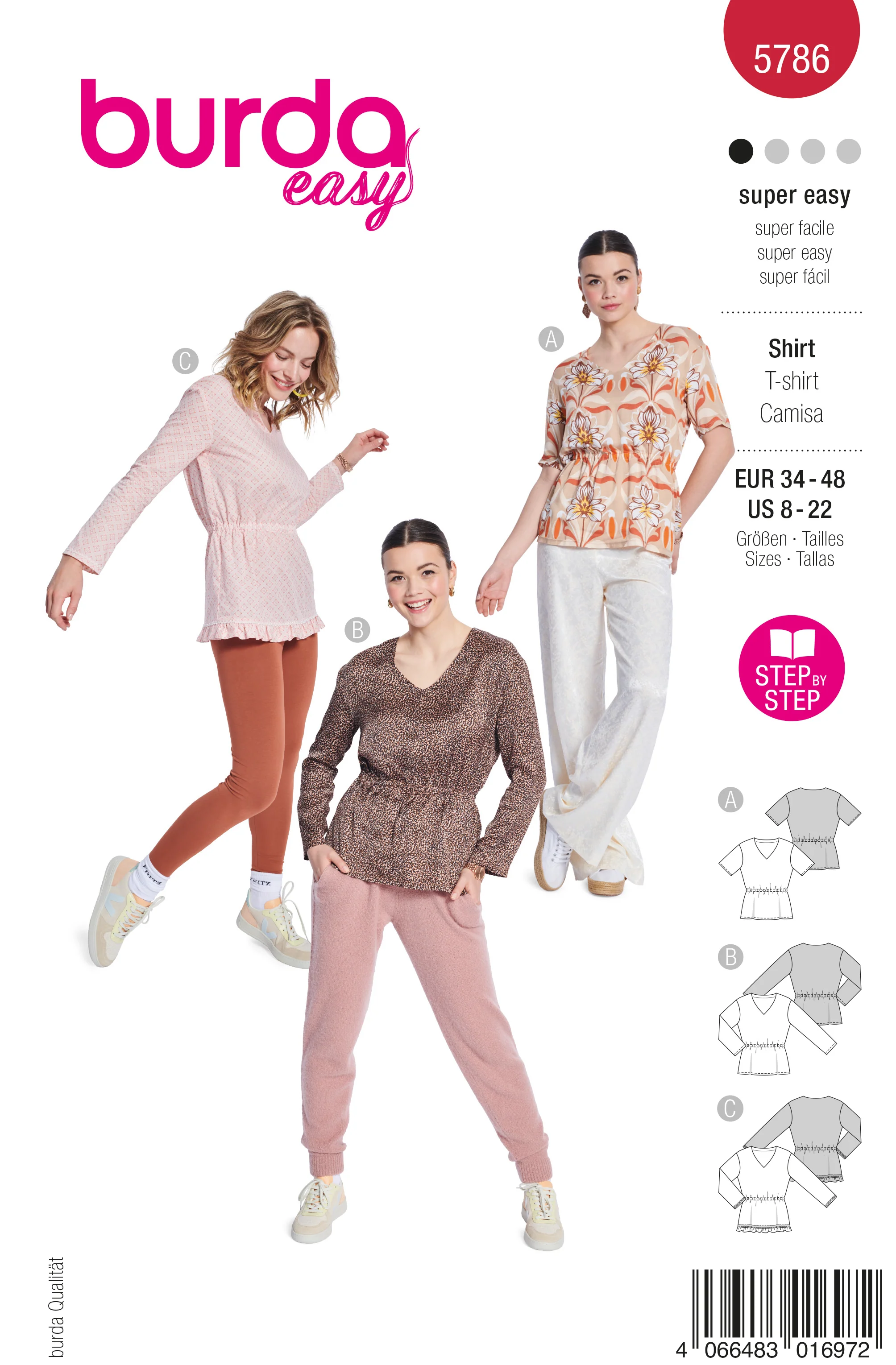 Patron Burda n°5786 : T-shirt
