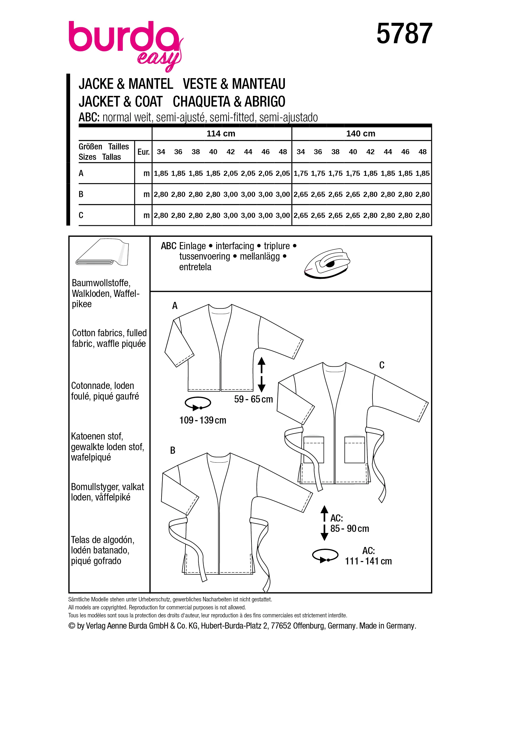 Patron Burda n°5787 : Veste & Manteau - Image 12