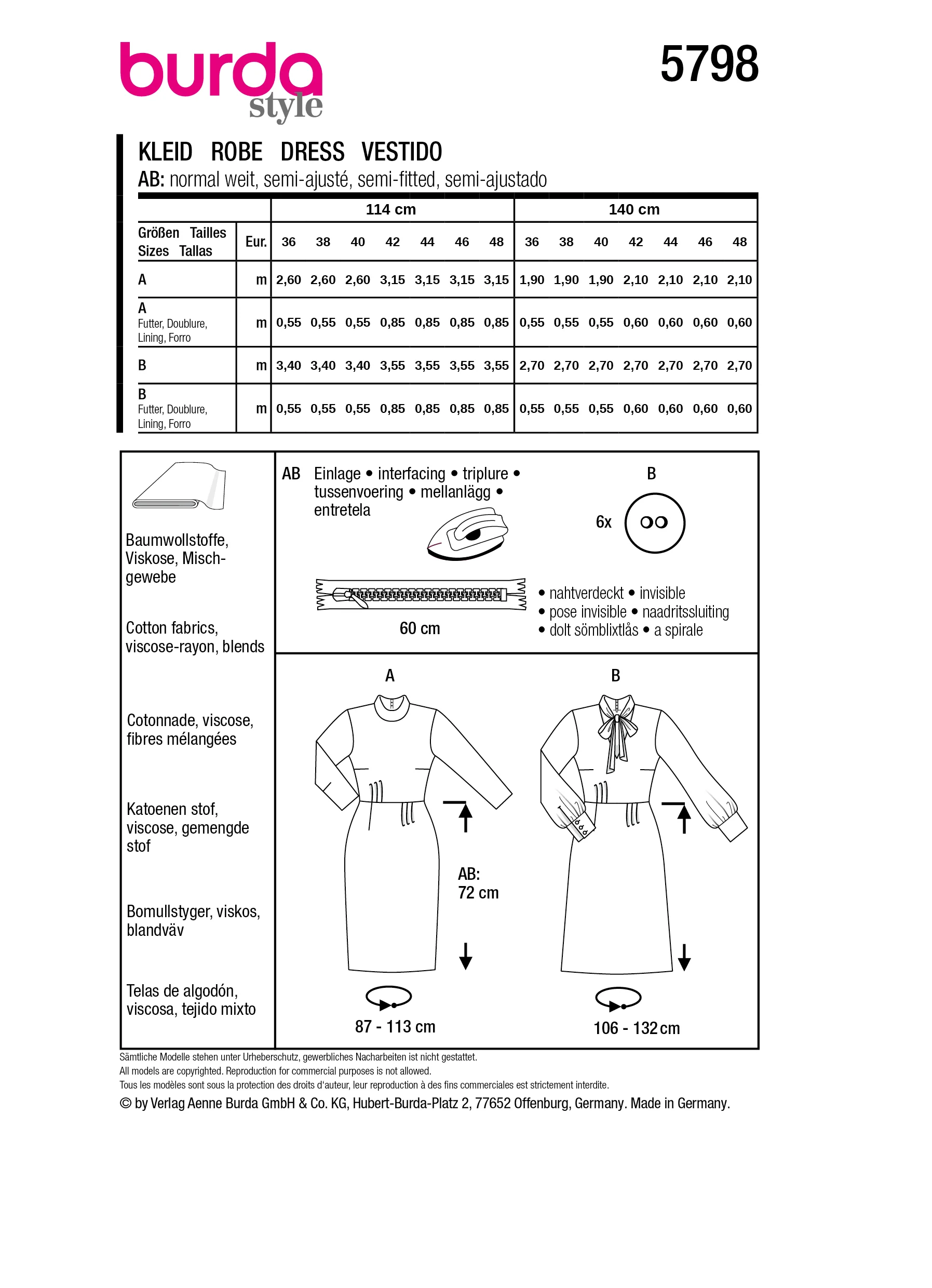 Patron Burda n°5798 : Robe - Image 9