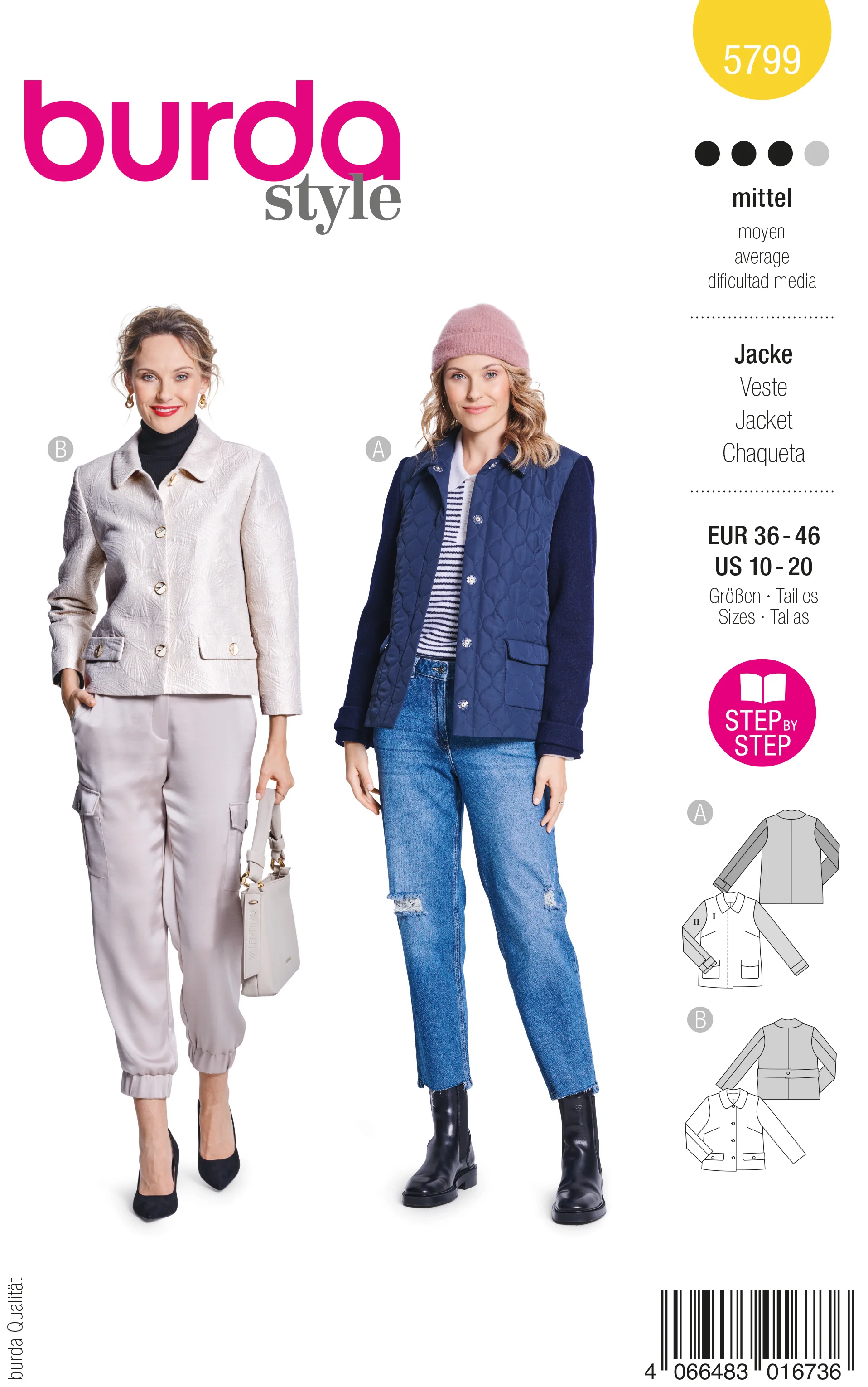 Patron Burda n°5799 : Veste