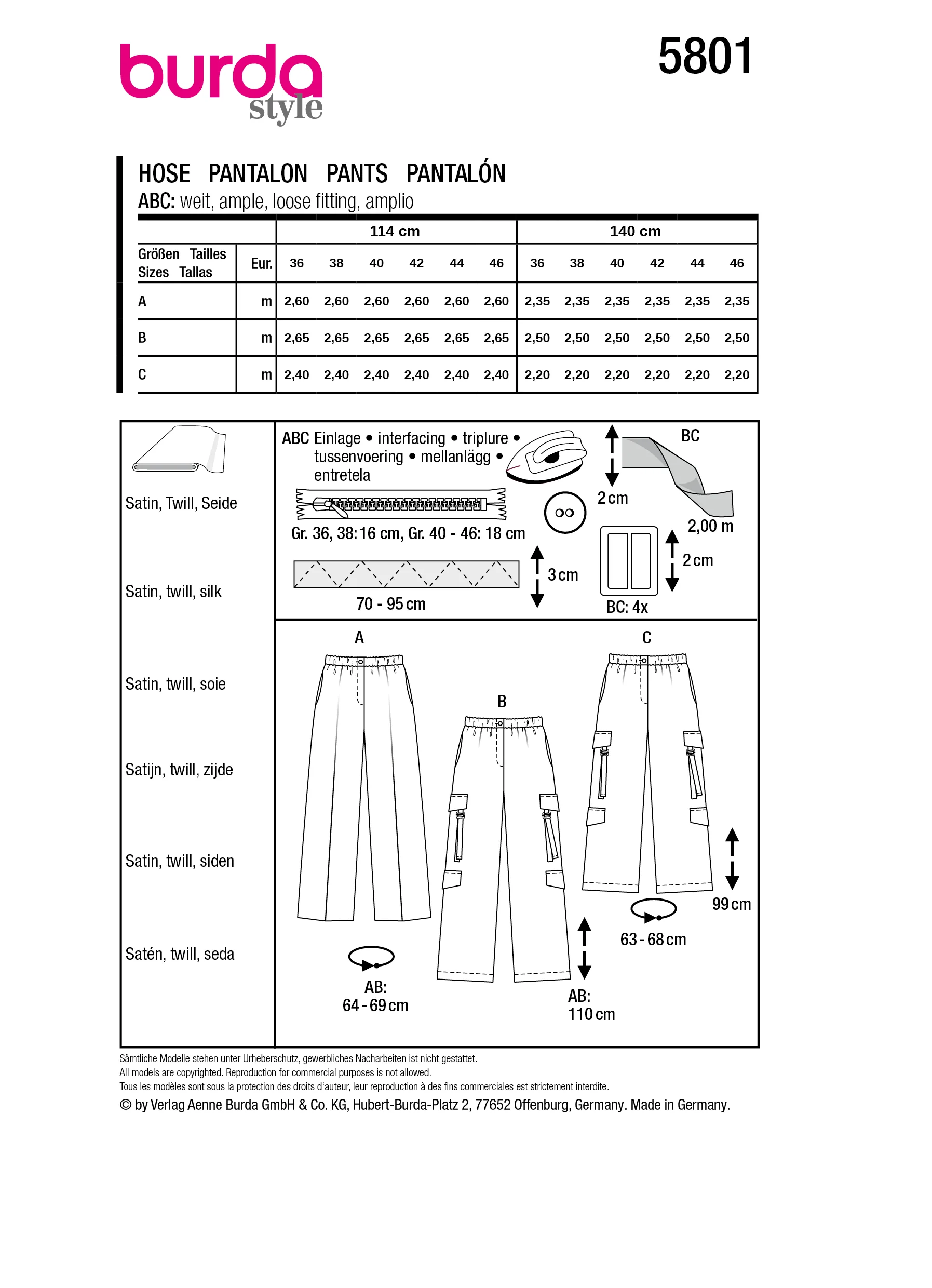 Patron Burda n°5801 : Pantalon - Image 11