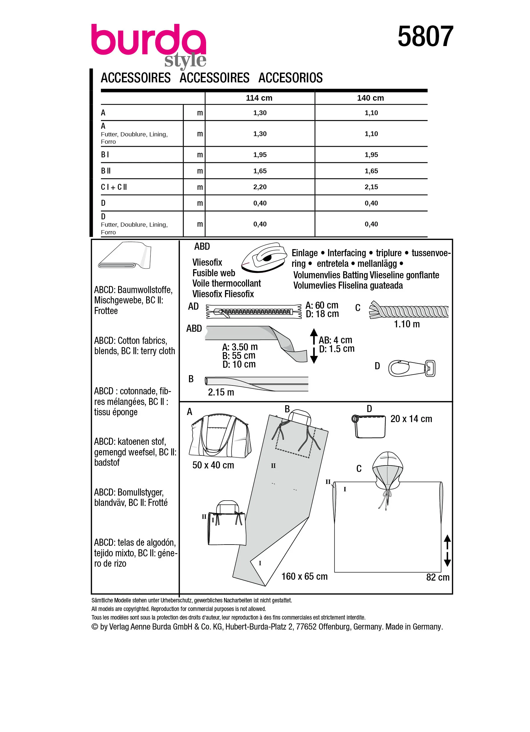 Patron Burda n°5807 : Accessoires - Image 8