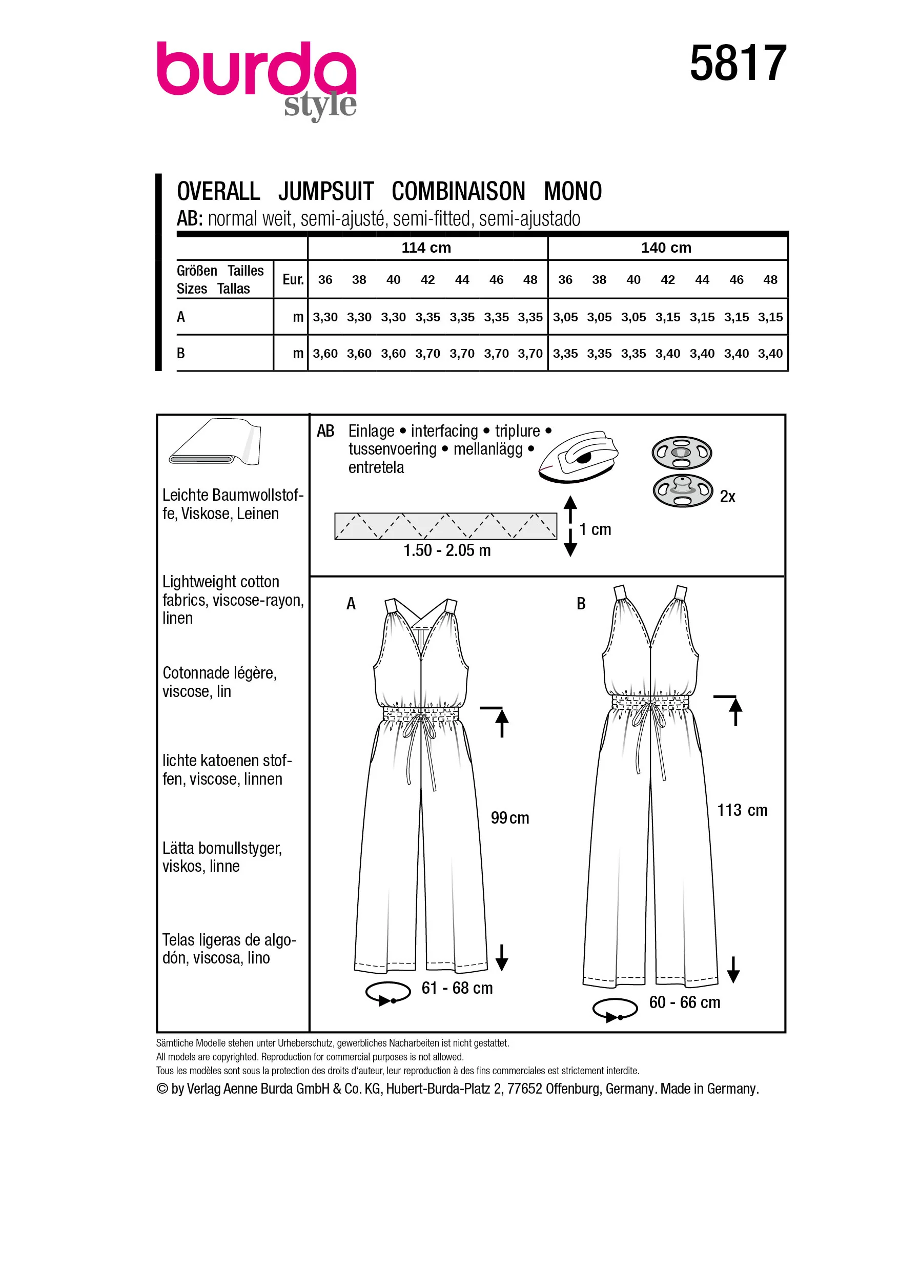 Patron Burda n°5817 : Combinaison - Image 7