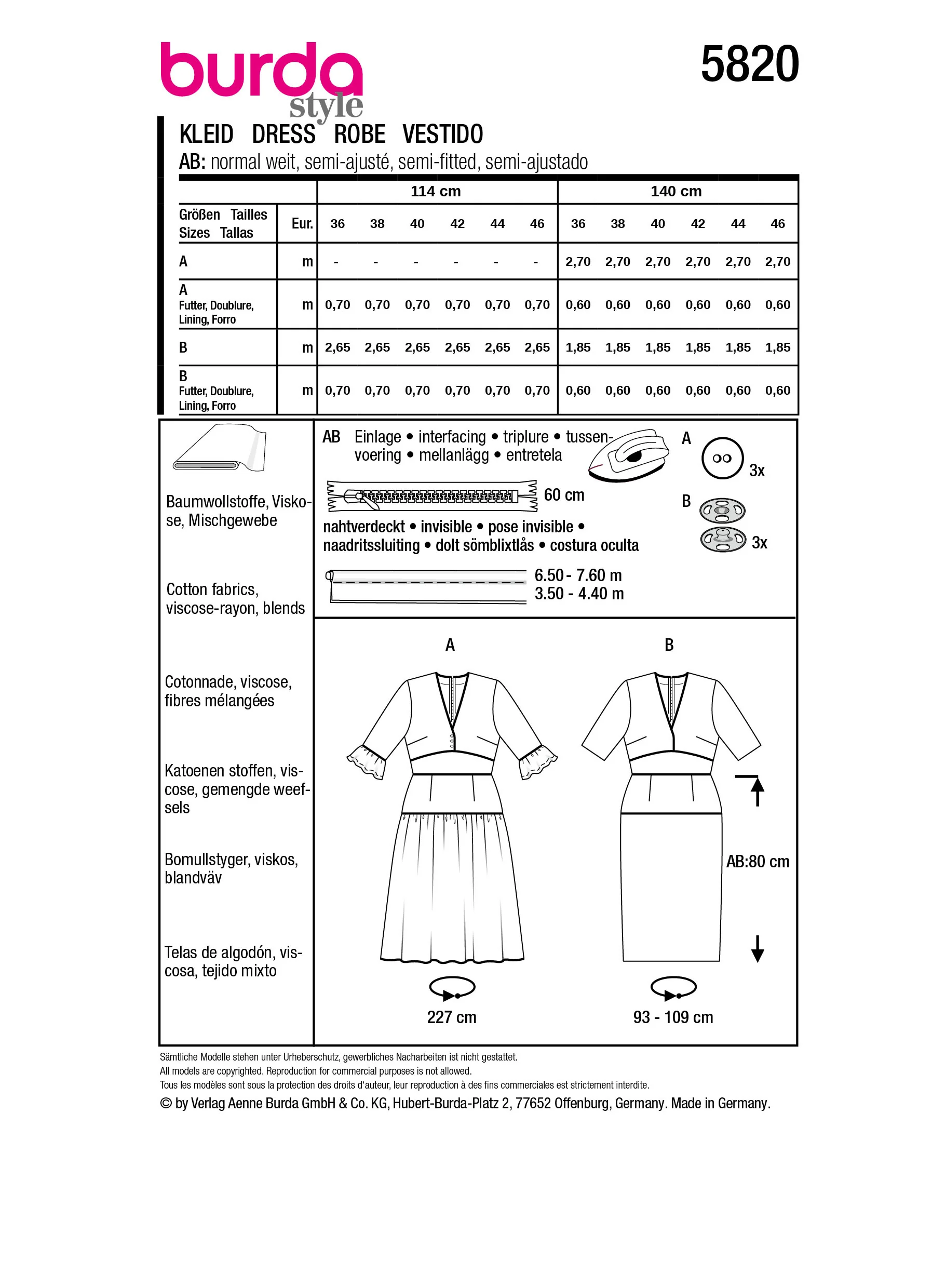 Patron Burda n°5820 : Robe - Image 7