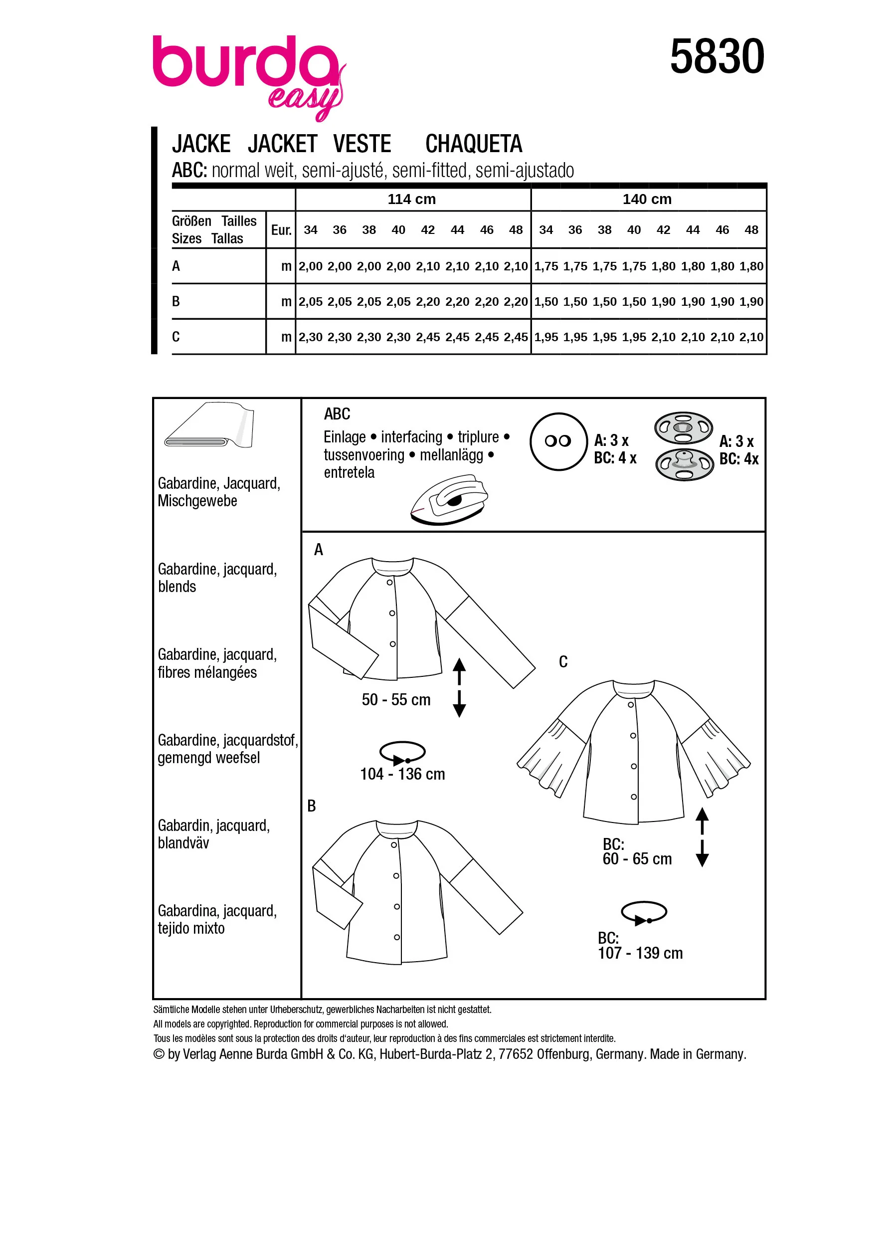 Patron Burda n°5830 : Veste - Image 9