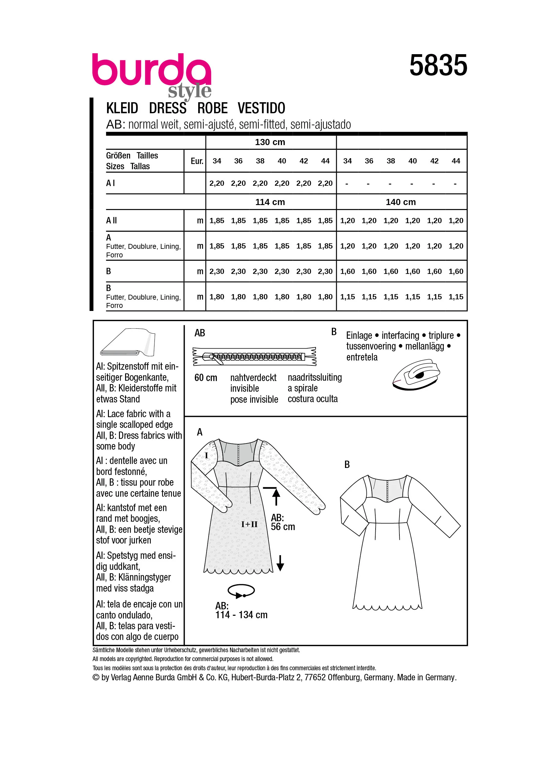 Patron Burda n°5835 : Robe - Image 2