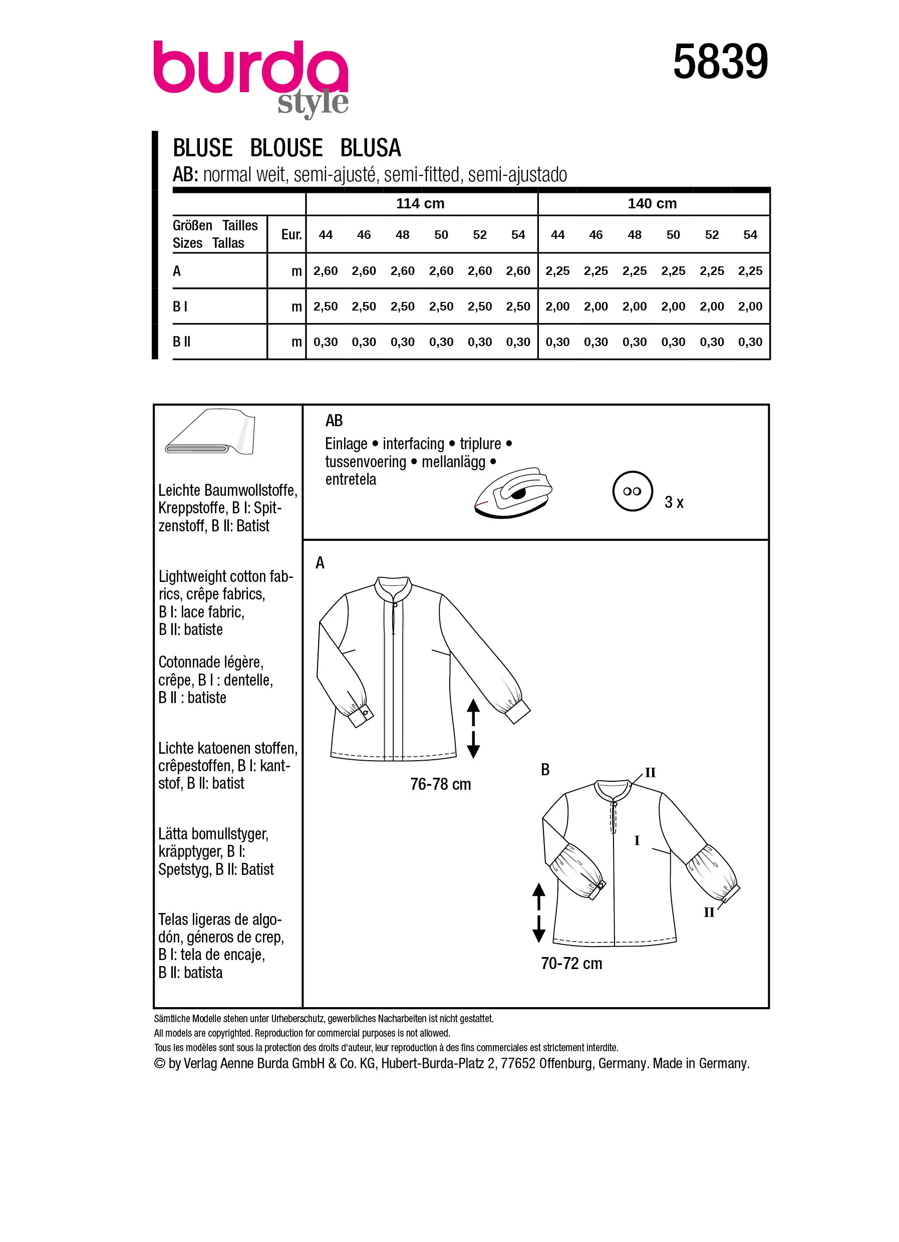 Patron Burda n°5839 : Blouse - Image 7