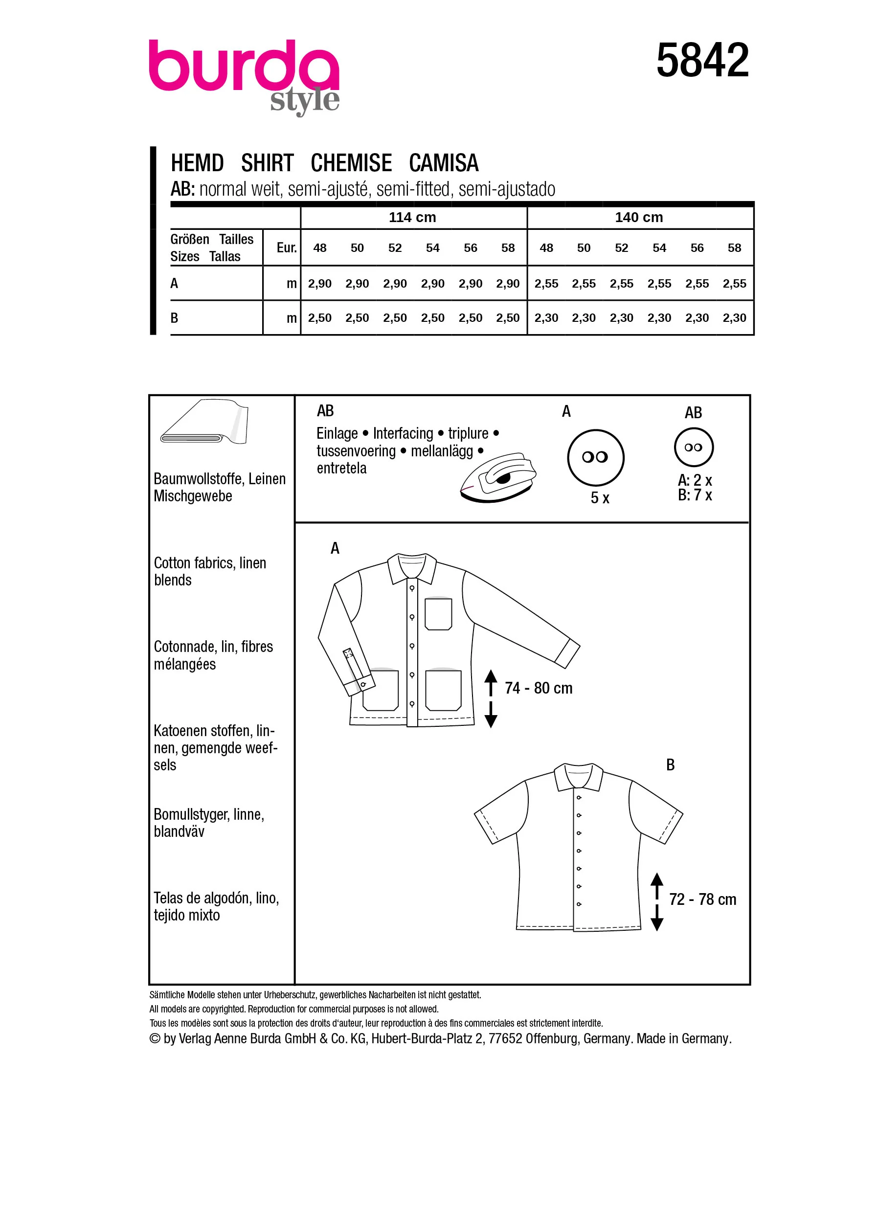 Patron Burda n°5842 : Veste & Chemise - Image 7