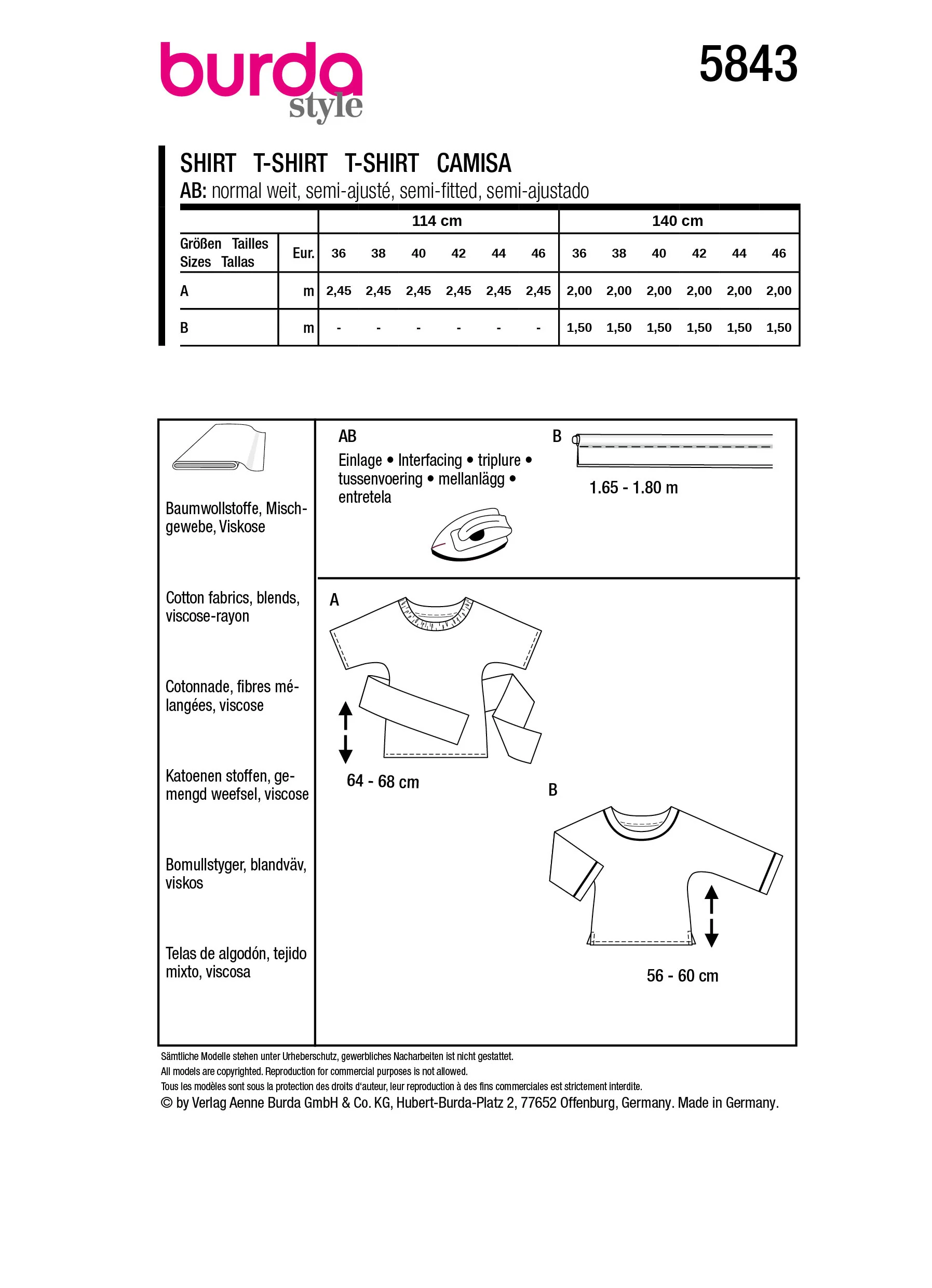 Patron Burda n°5843 : T-shirt - Image 7