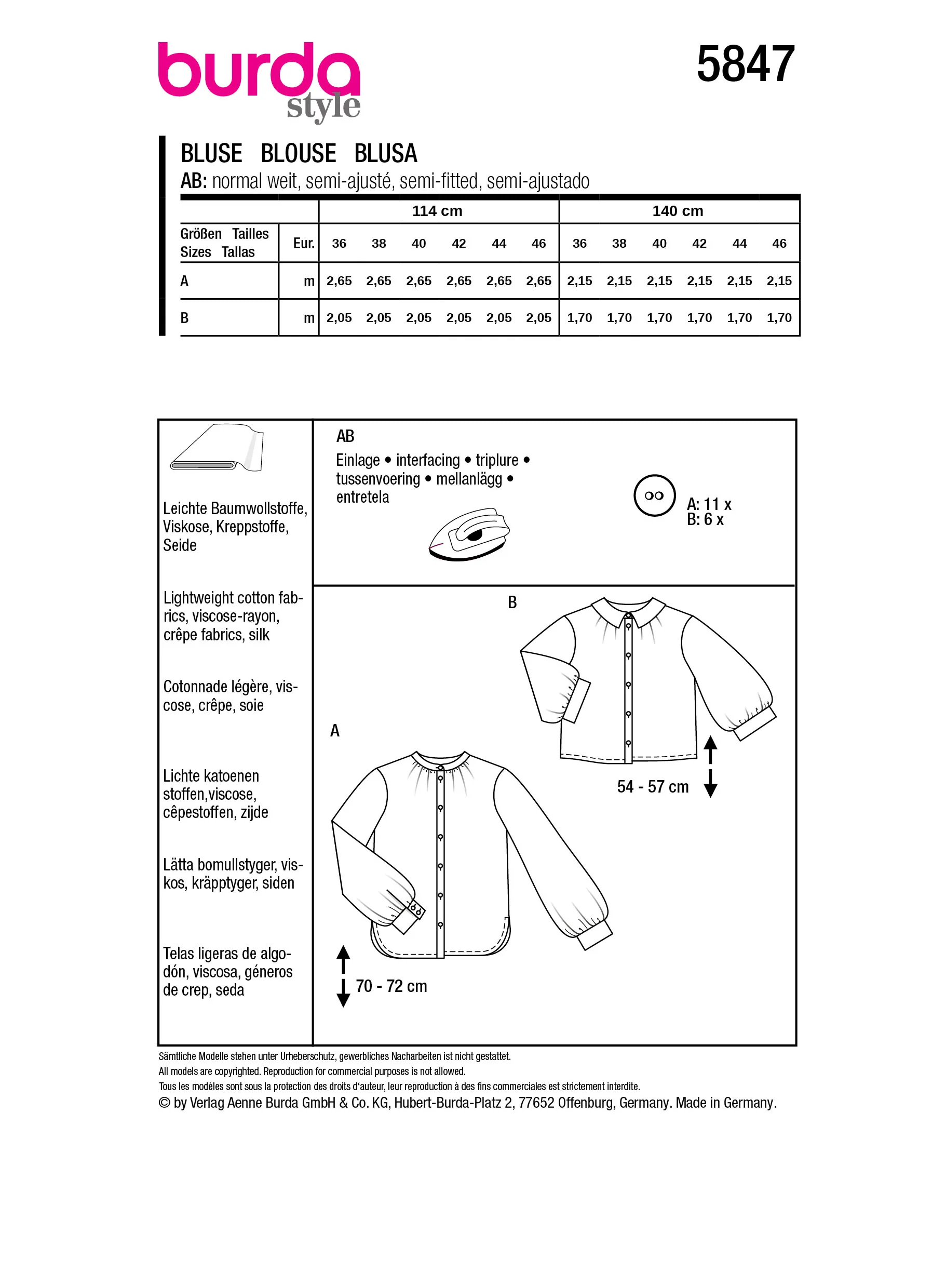 Patron Burda n°5847 : Blouse - Image 7