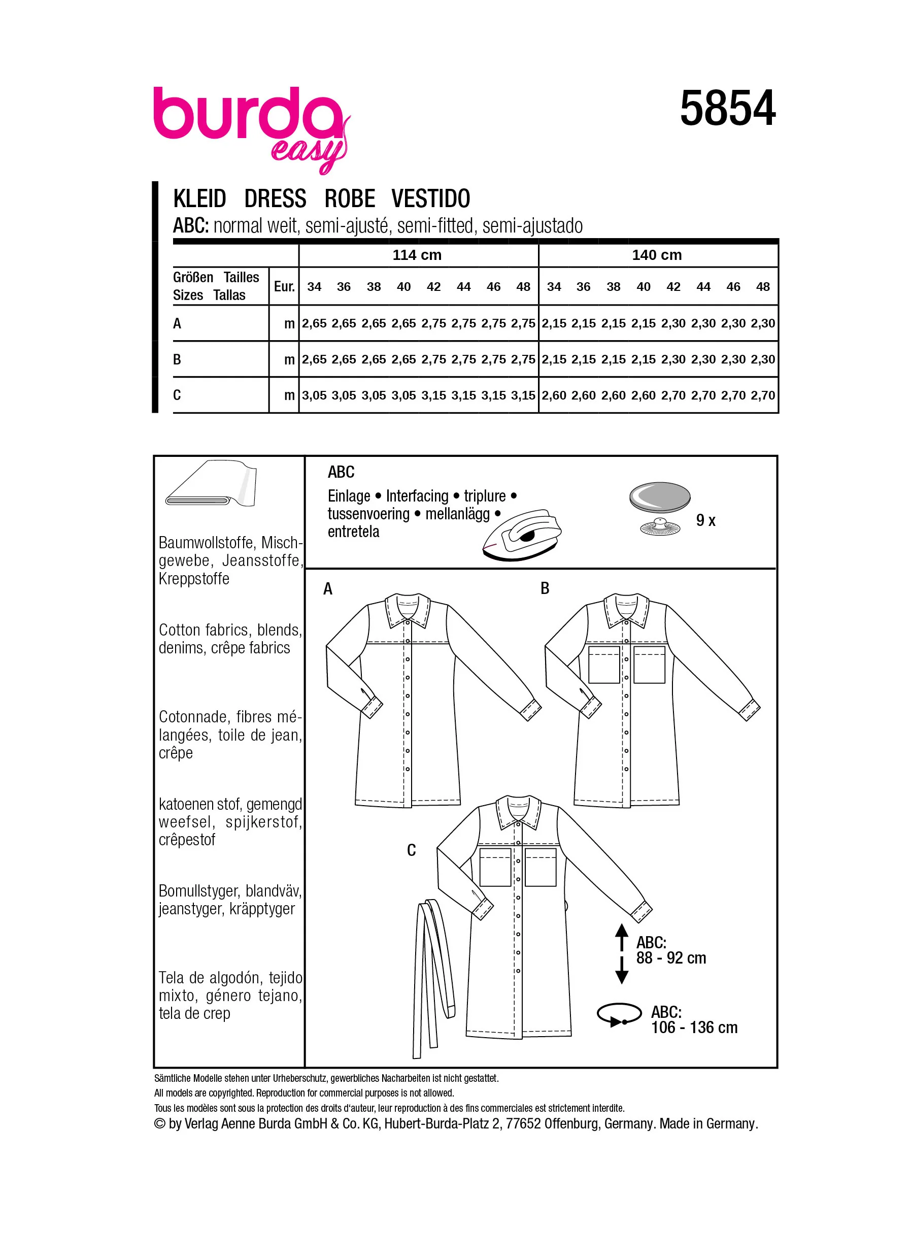 Patron Burda n°5854 : Robe - Image 9