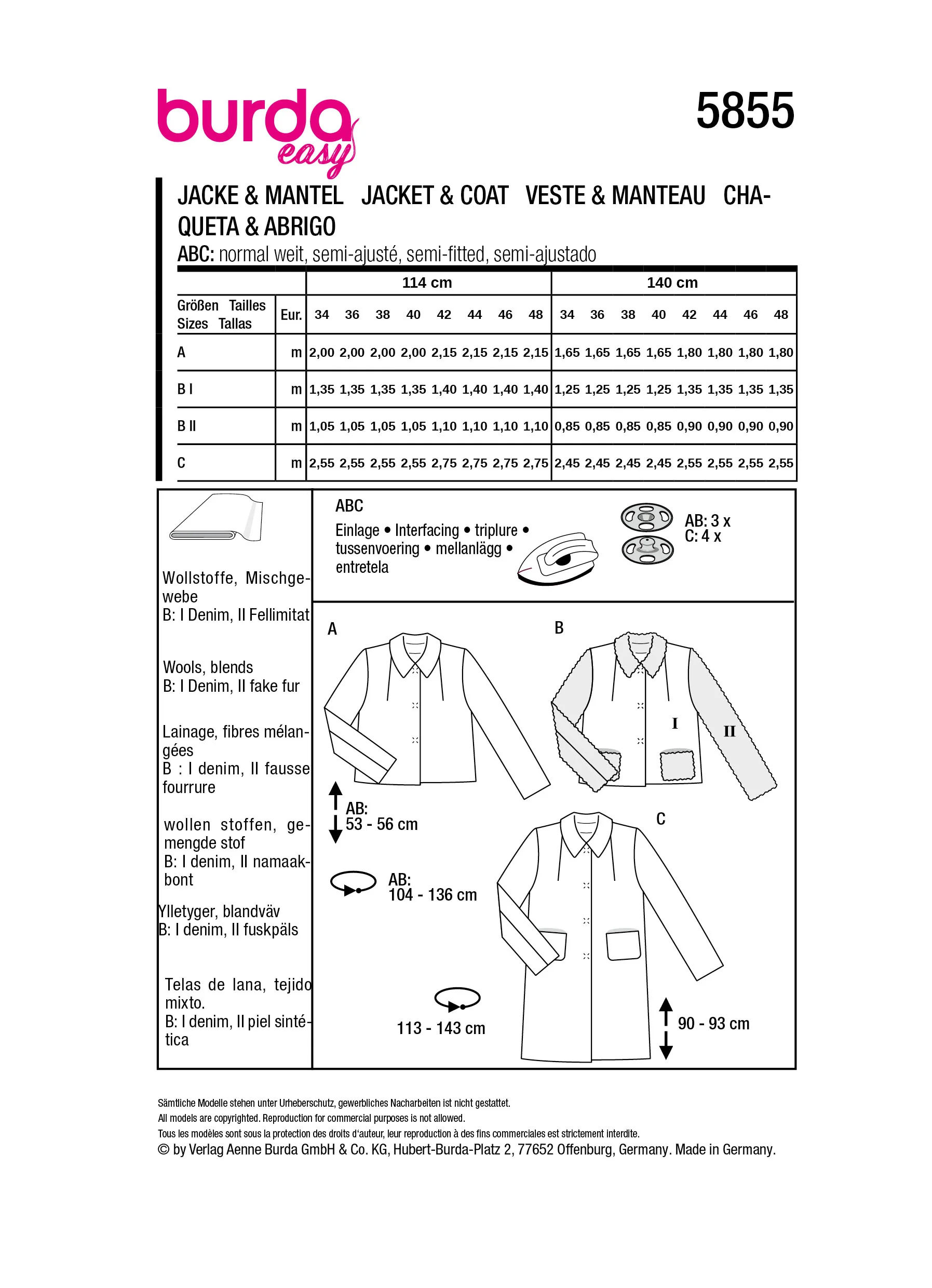 Patron Burda n°5855 : Veste & Manteau - Image 10