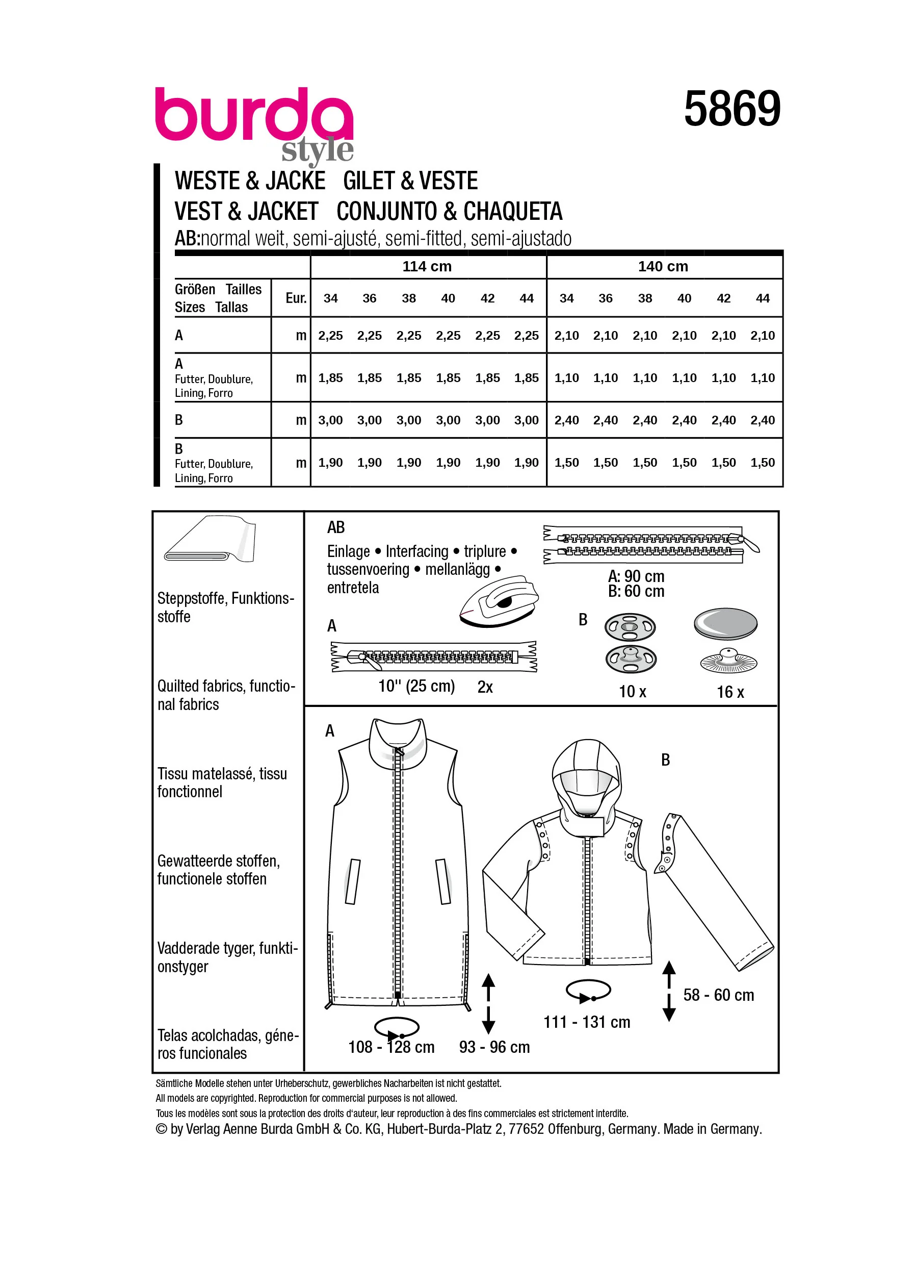 Patron Burda n°5869 : Gilet & Veste - Image 7