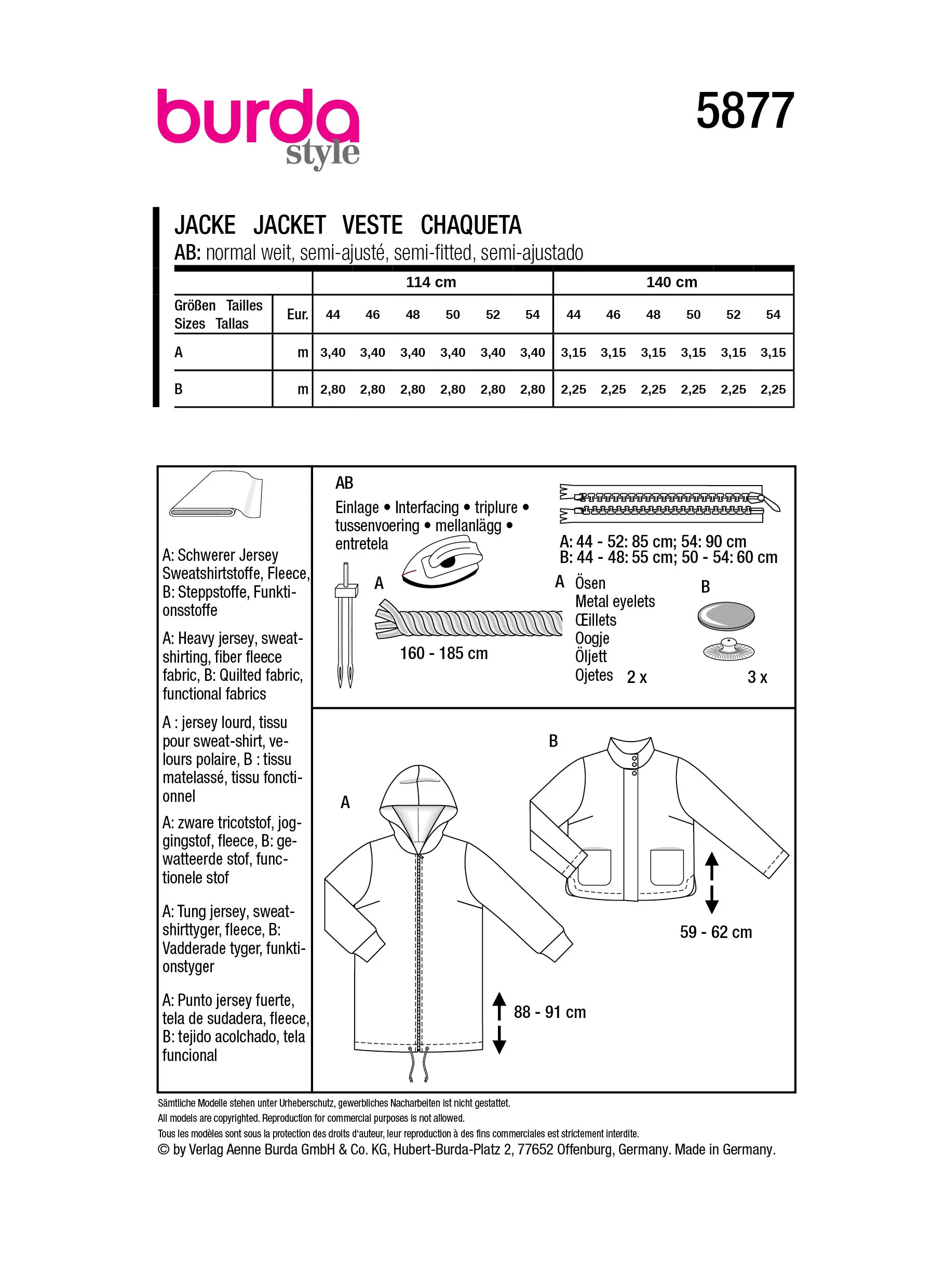 Patron Burda n°5877 : Veste - Image 9