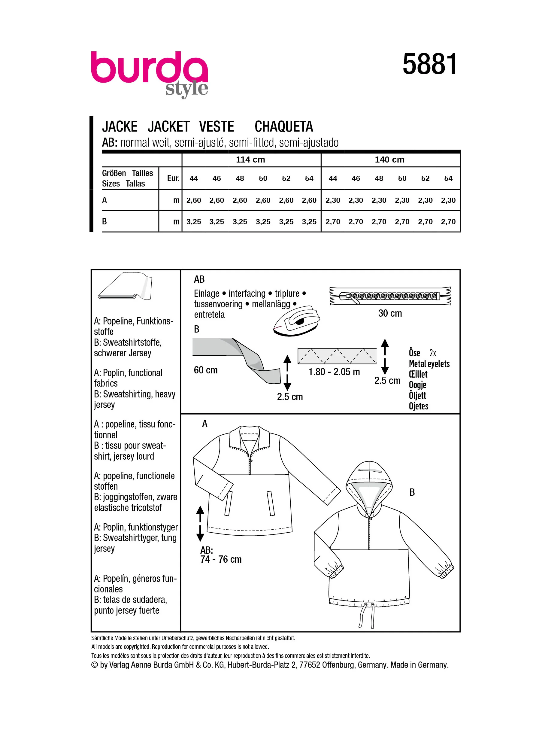 Patron Burda n°5881 : Veste - Image 9