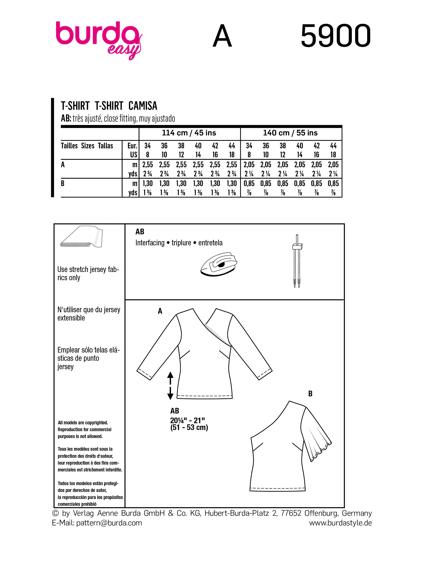 Patron Burda n°5900 : T-shirt - Image 8