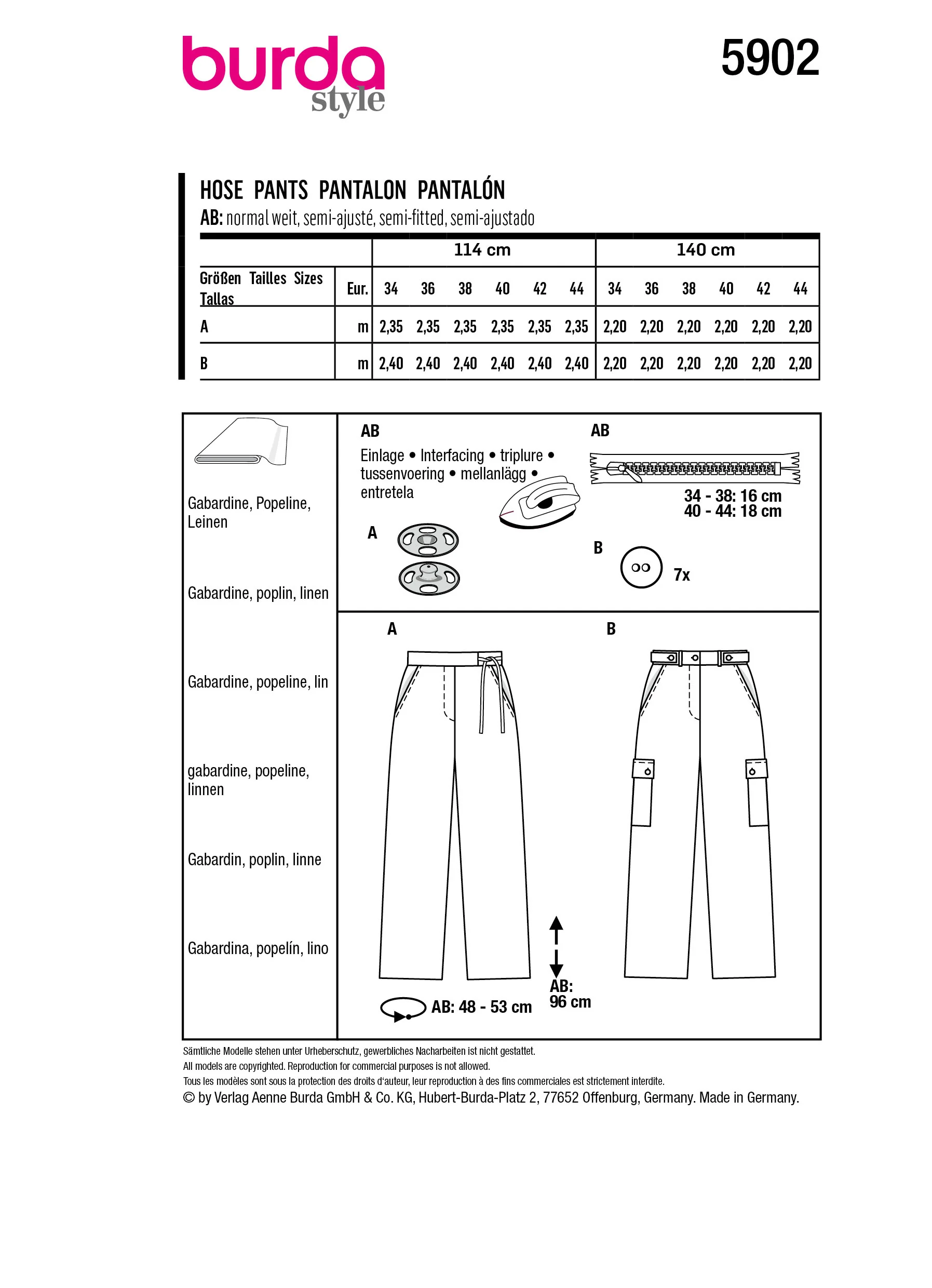 Patron Burda n°5902 : Pantalon - Image 7
