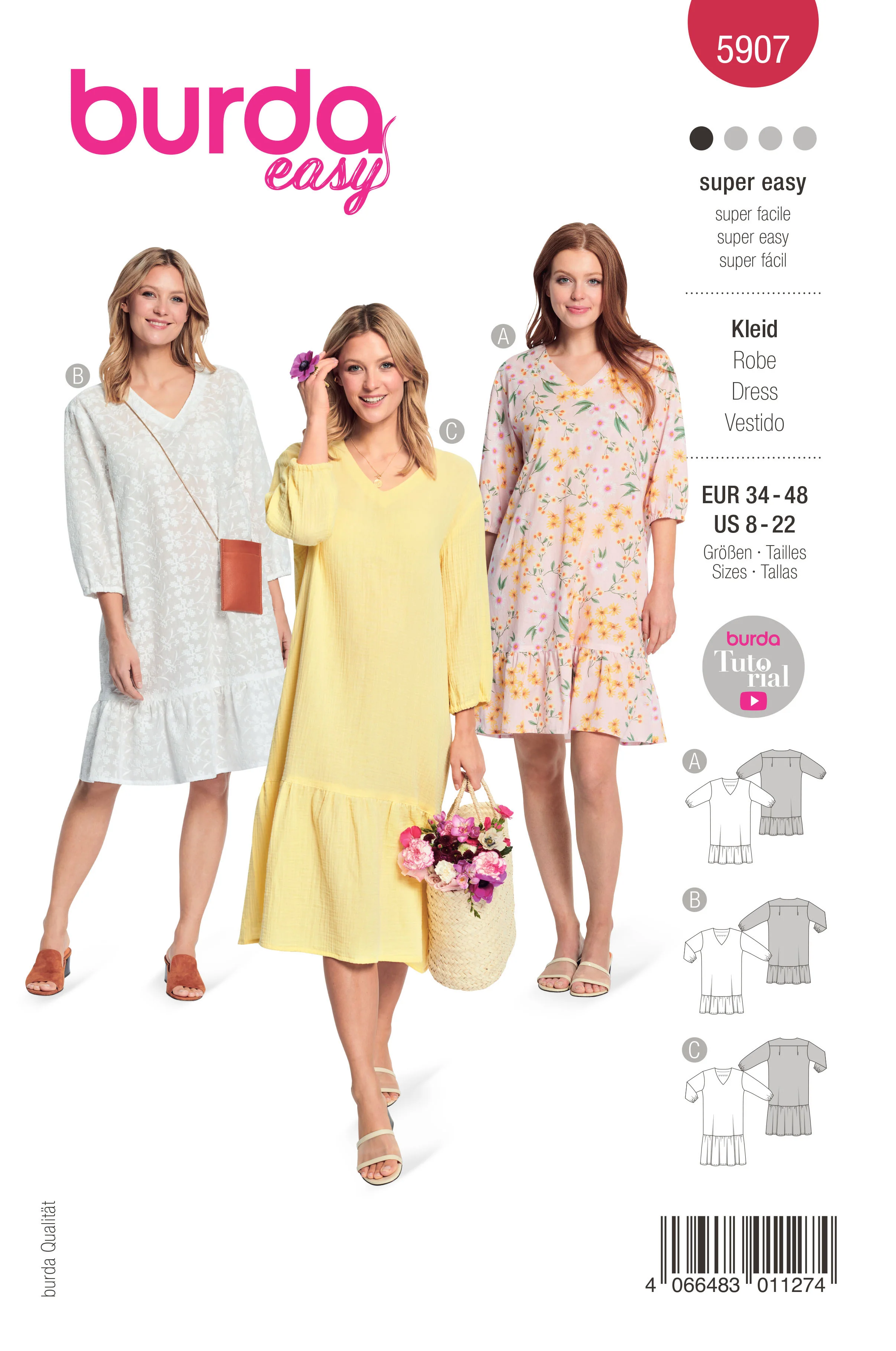Patron Burda n°5907 : Robe