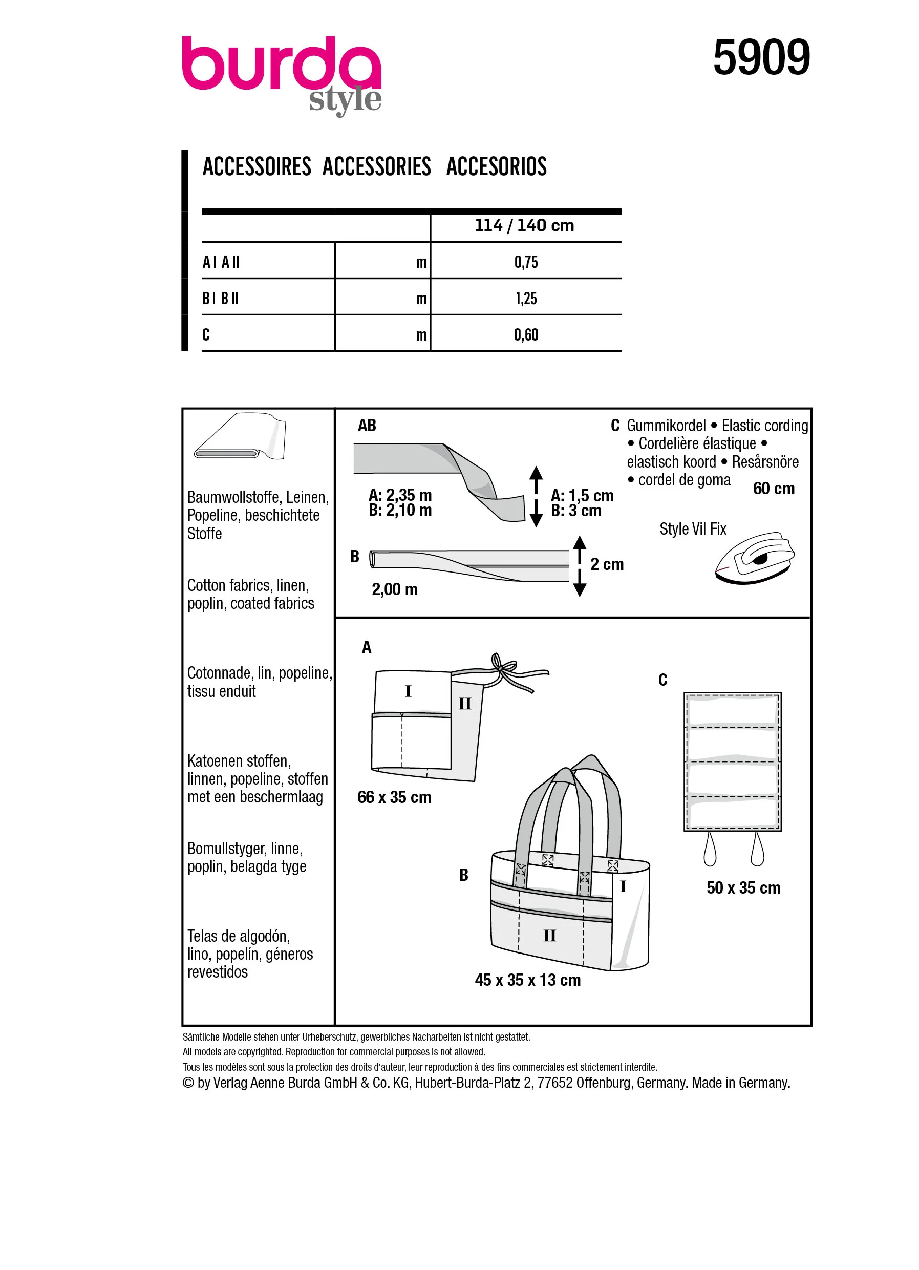 Patron Burda n°5909 : Accessoires - Image 5