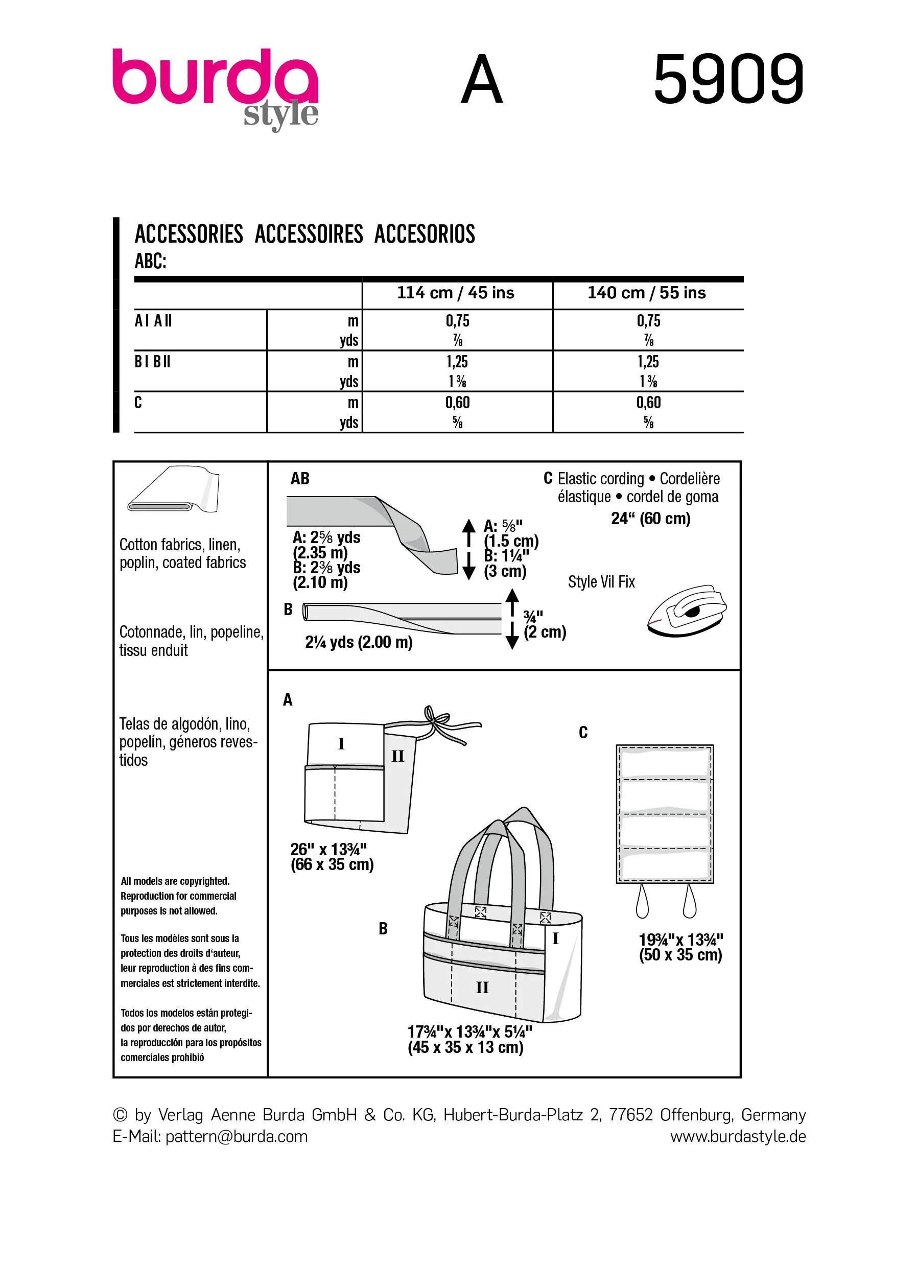 Patron Burda n°5909 : Accessoires - Image 6
