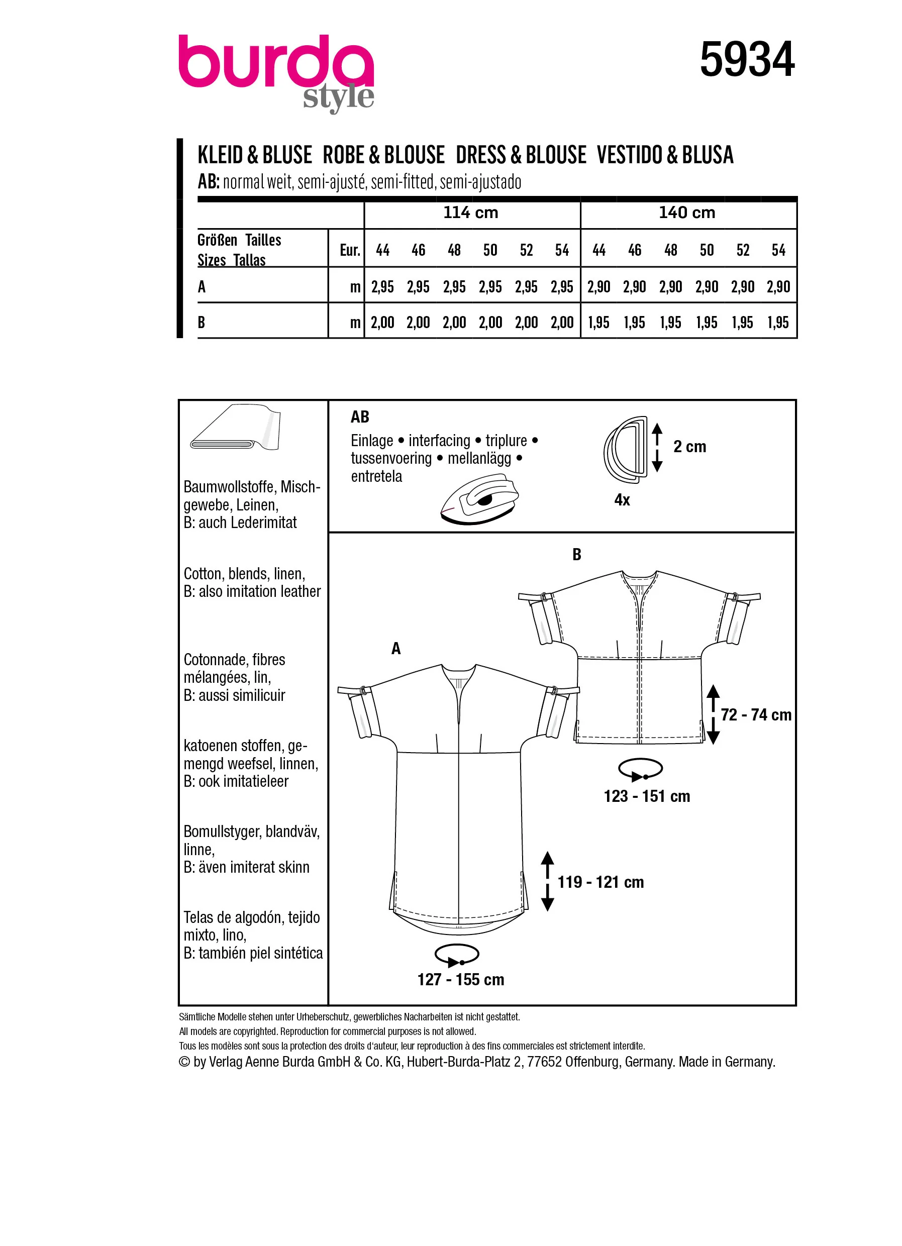 Patron Burda n°5934 : Robe & Blouse - Image 7