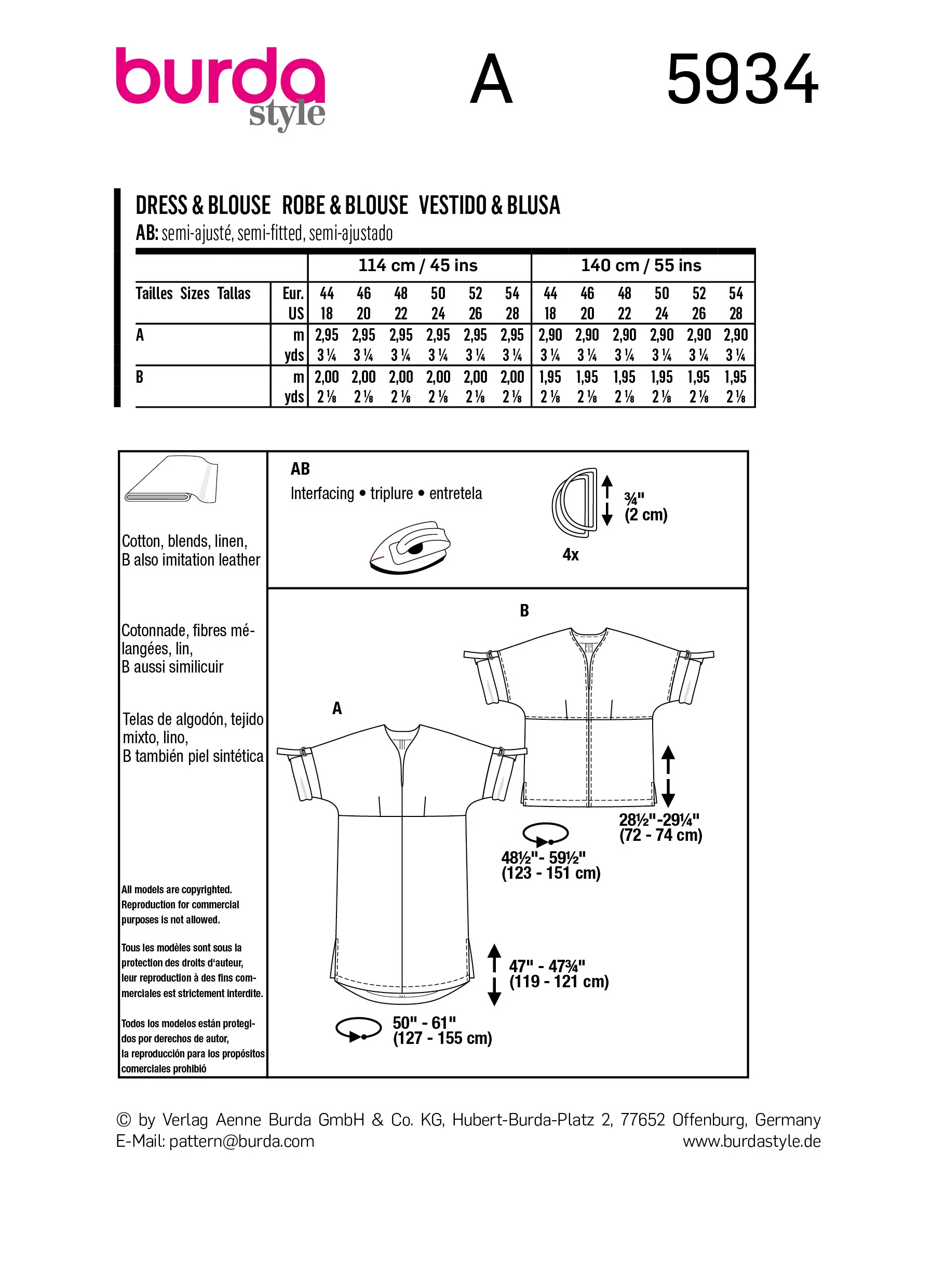 Patron Burda n°5934 : Robe & Blouse - Image 8