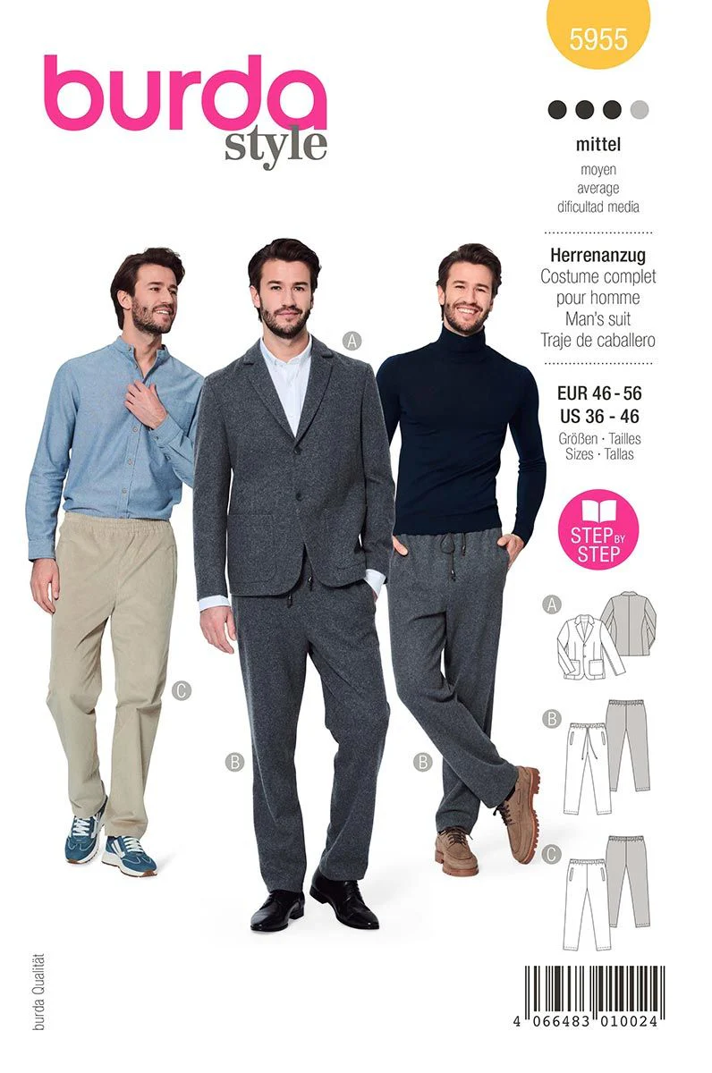 Patron Burda n°5955 : Costume complet pour homme