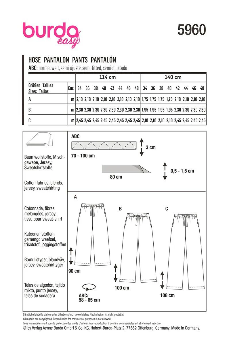 Patron Burda n°5960 : Pantalon - Image 2