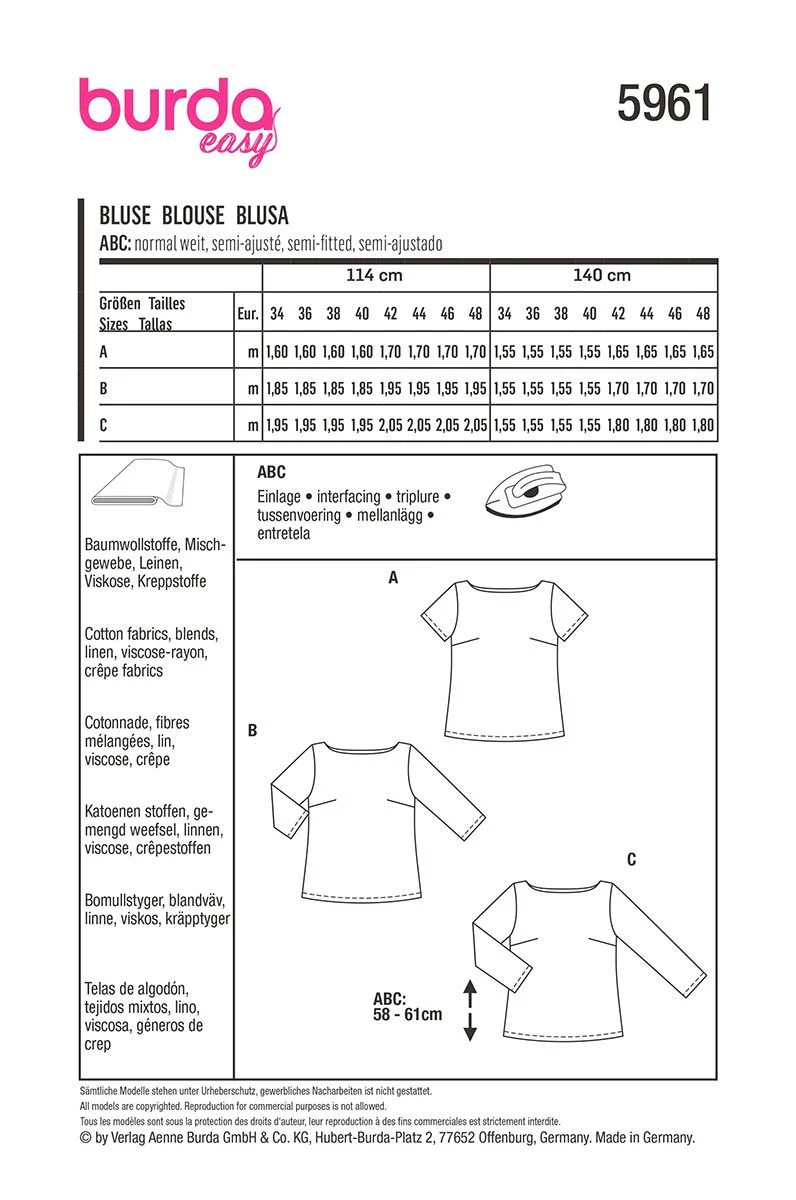 Patron Burda n°5961 : Blouse - Image 2