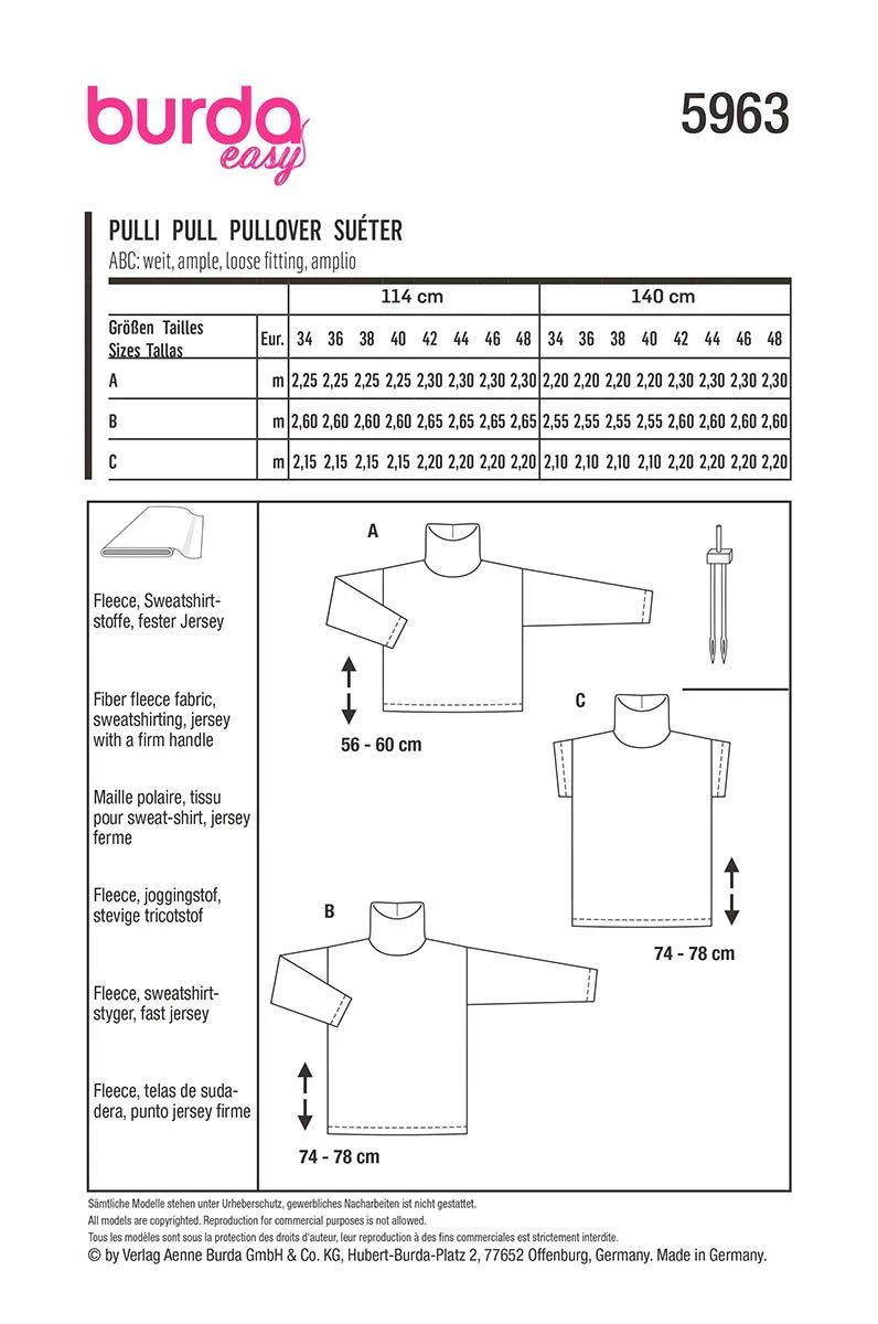 Patron Burda n°5963 : Pull - Image 2