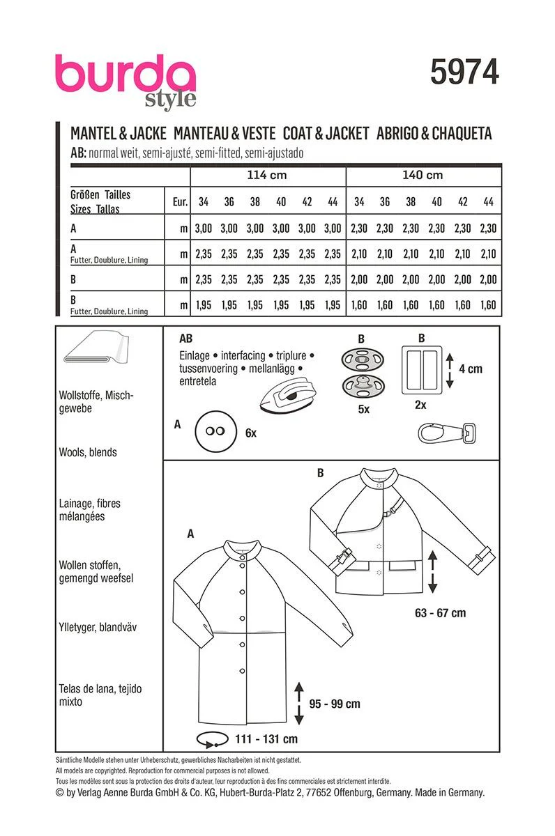Patron Burda n°5974 : Manteau & Veste - Image 2